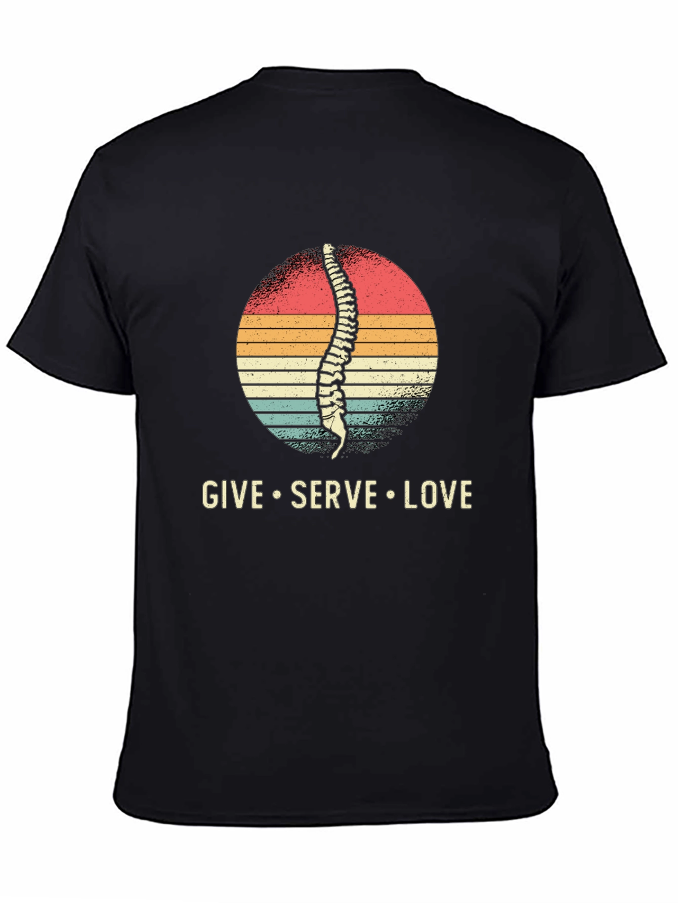 Black Chiropractor T-Shirt - Spine Give Serve Love view 4