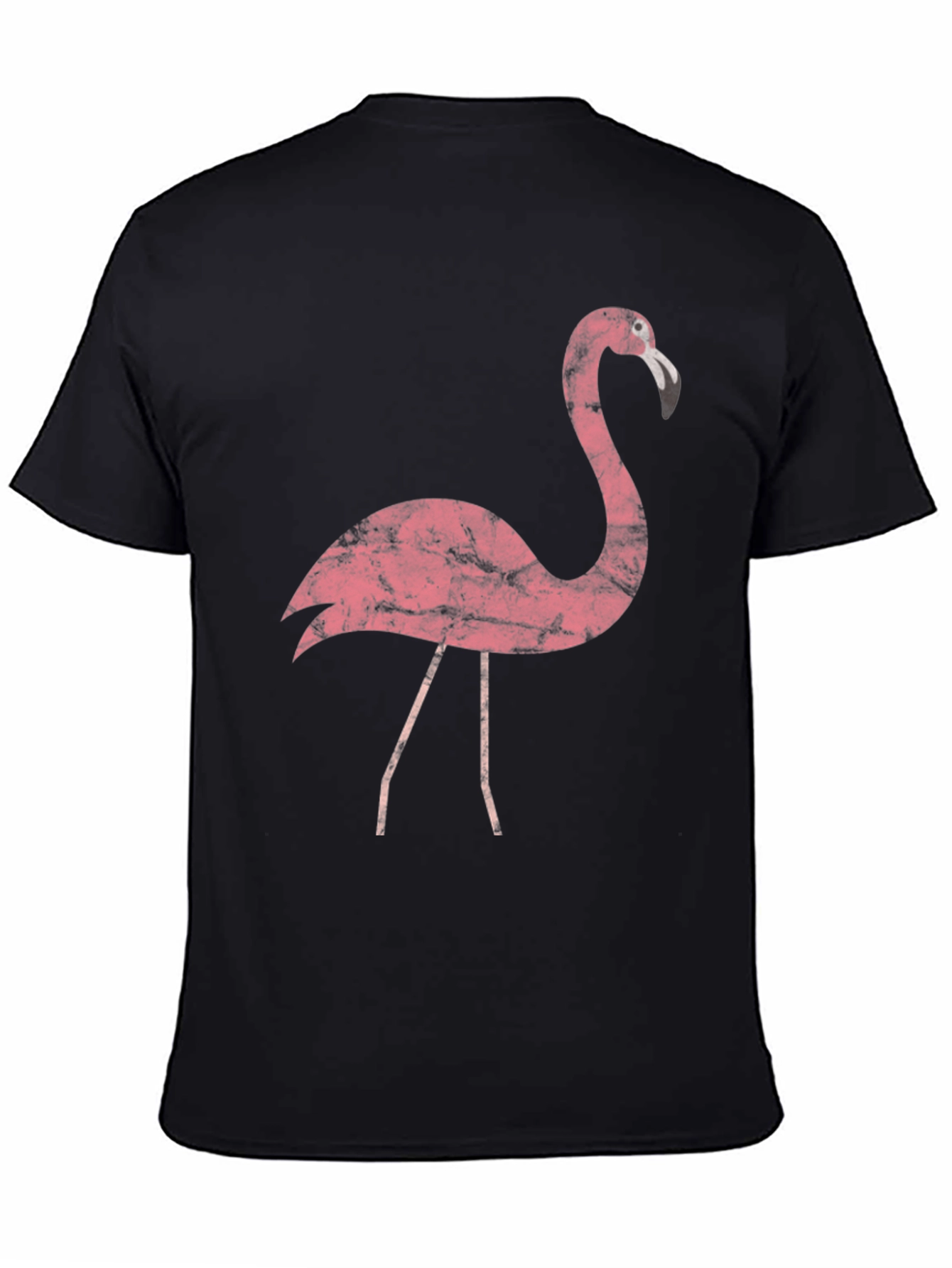 Black Vintage Flamingo Graphic Tee - Black Cotton T-Shirt view 4