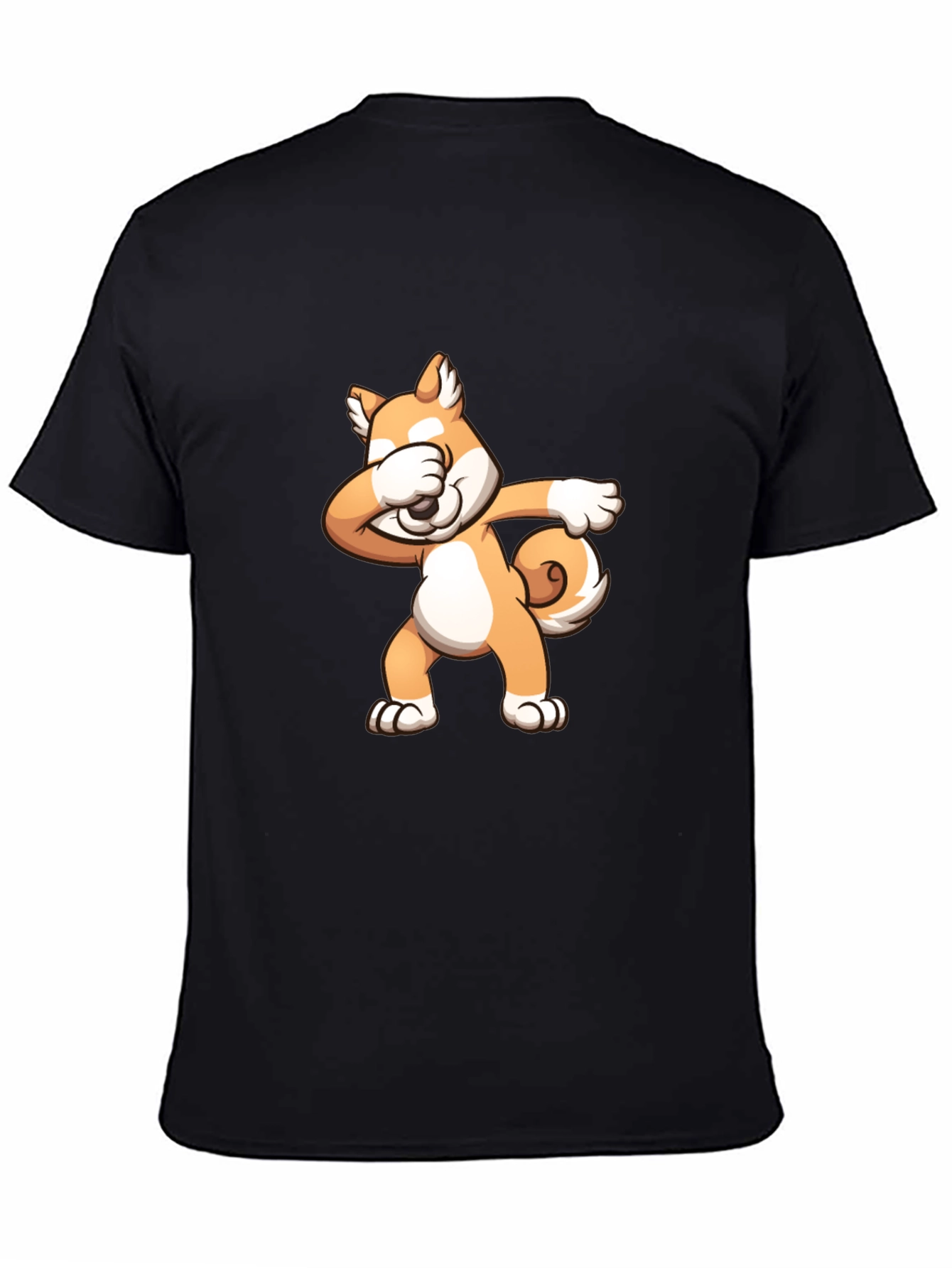 Black Dabbing Shiba Inu Black T-Shirt view 4