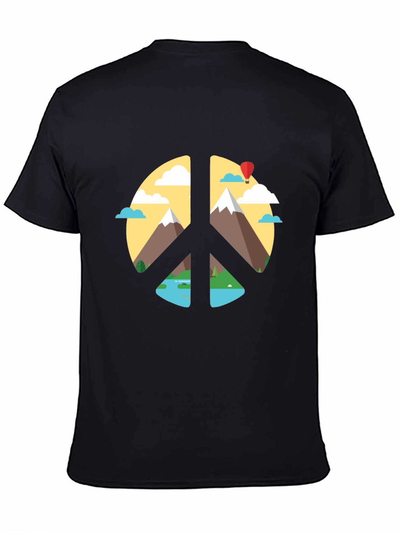 Black Peace Sign Nature Graphic T-Shirt view 4