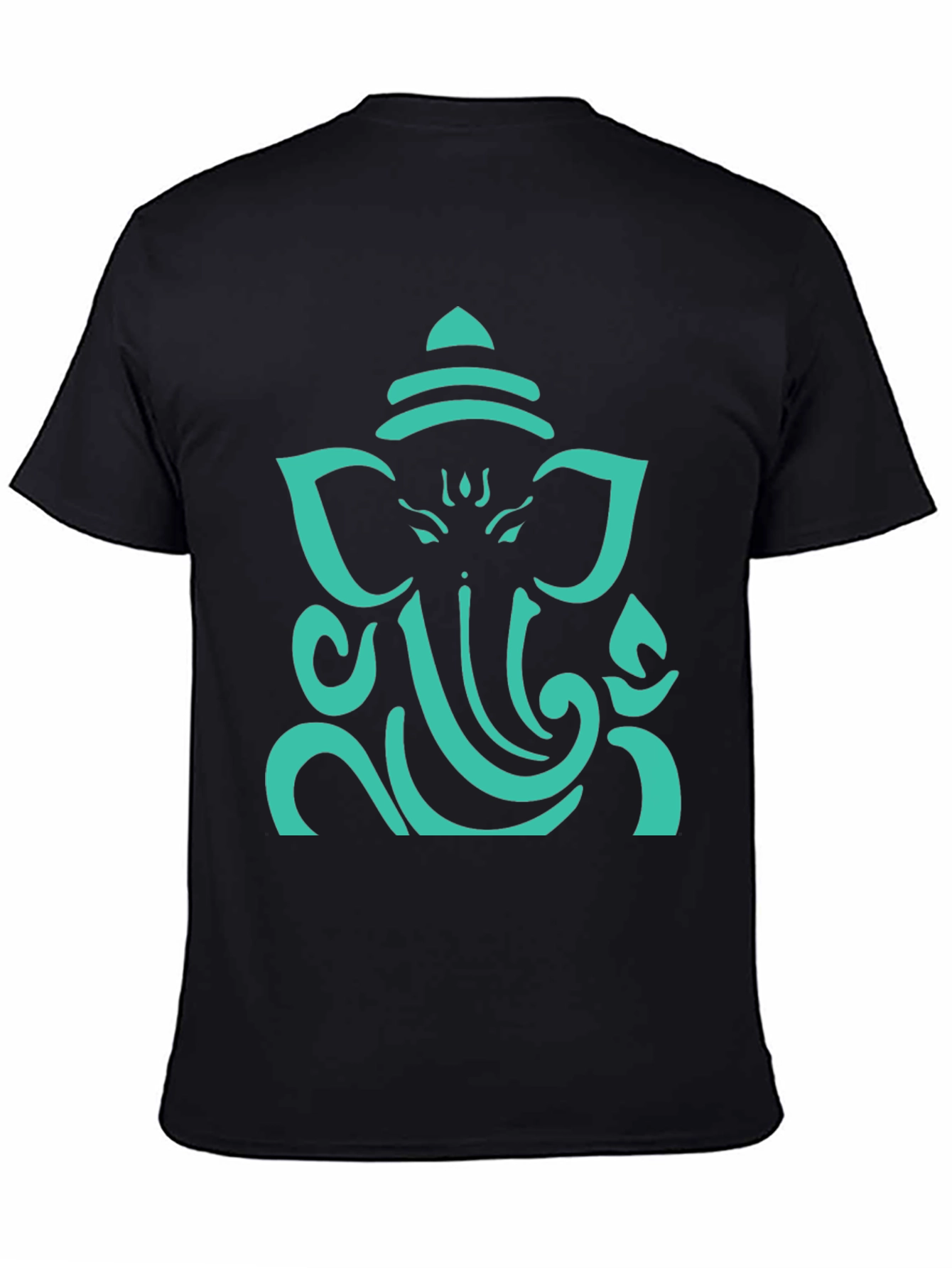 Black Ganesh Graphic Tee - Black Cotton Blend T-Shirt view 4