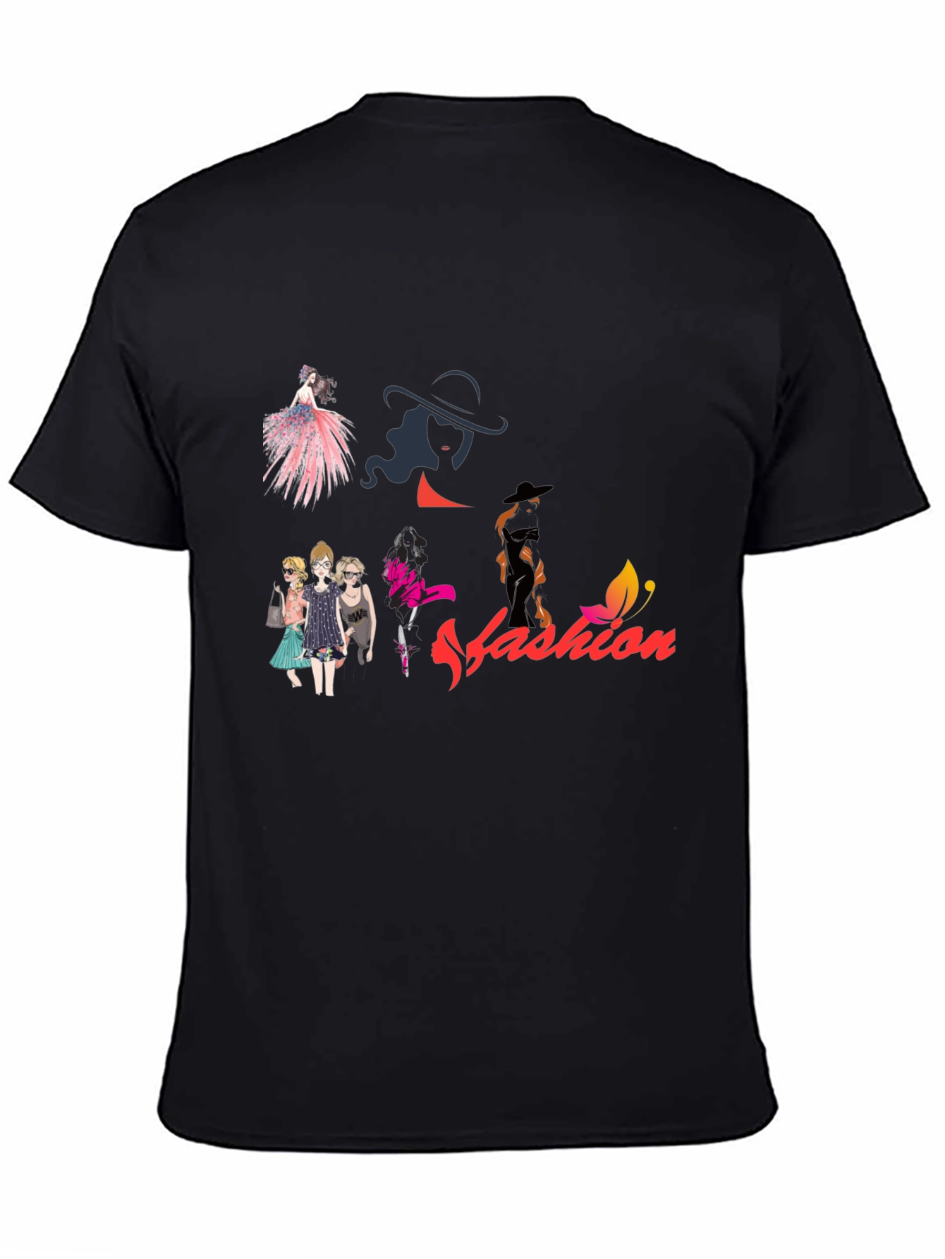 Fashion Illustration Black T-Shirt - 4