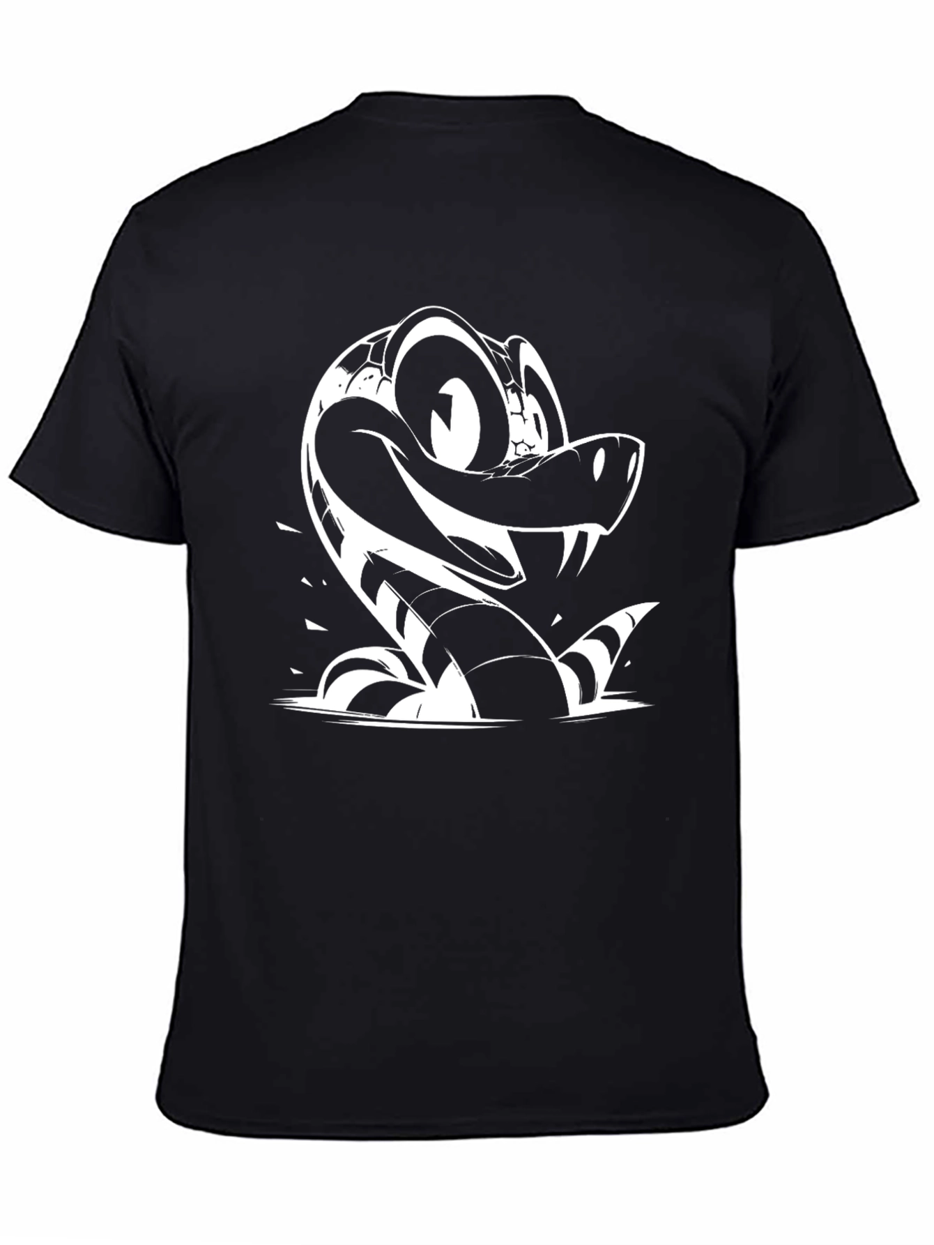 Black Cartoon Snake Graphic Tee - Black view 4