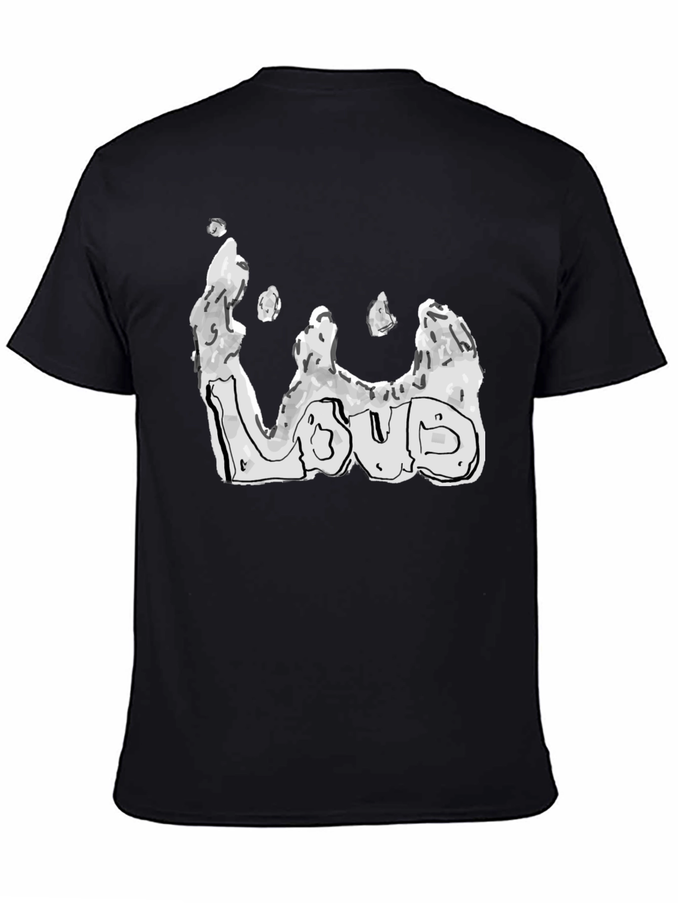 Black Abstract Loud Graphic Tee - Black Cotton Blend view 4