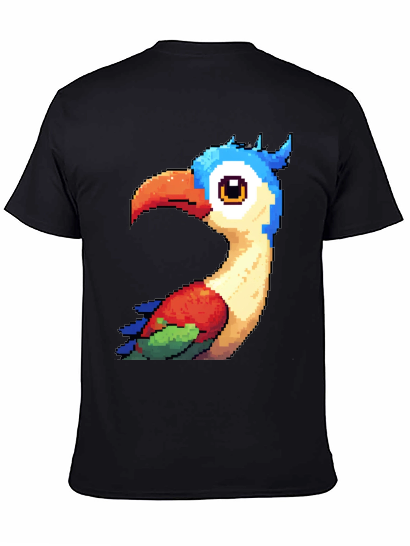 Black Pixel Art Bird Graphic T-Shirt - Black view 4