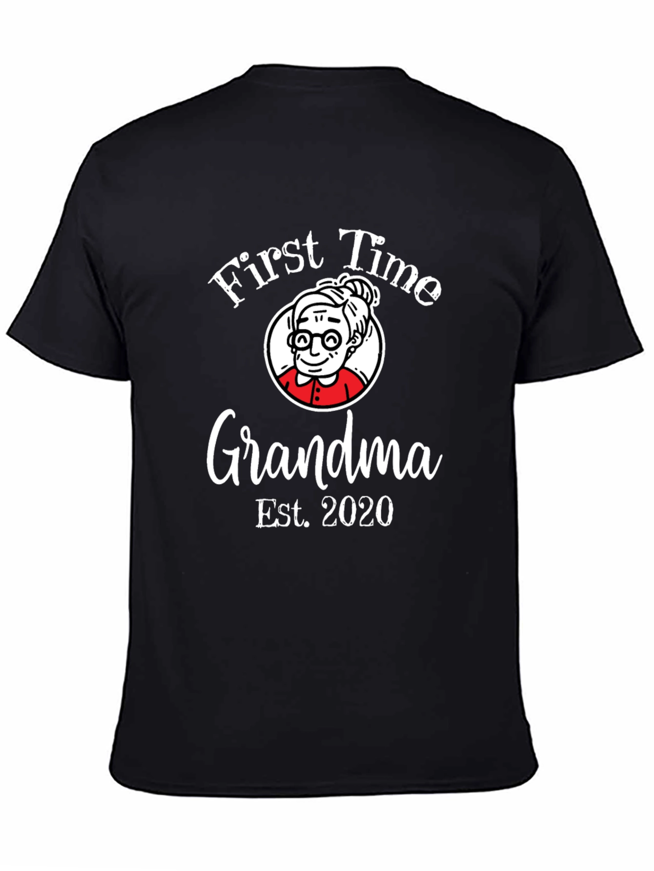 Black First Time Grandma Est. 2020 Black Graphic T-Shirt view 4