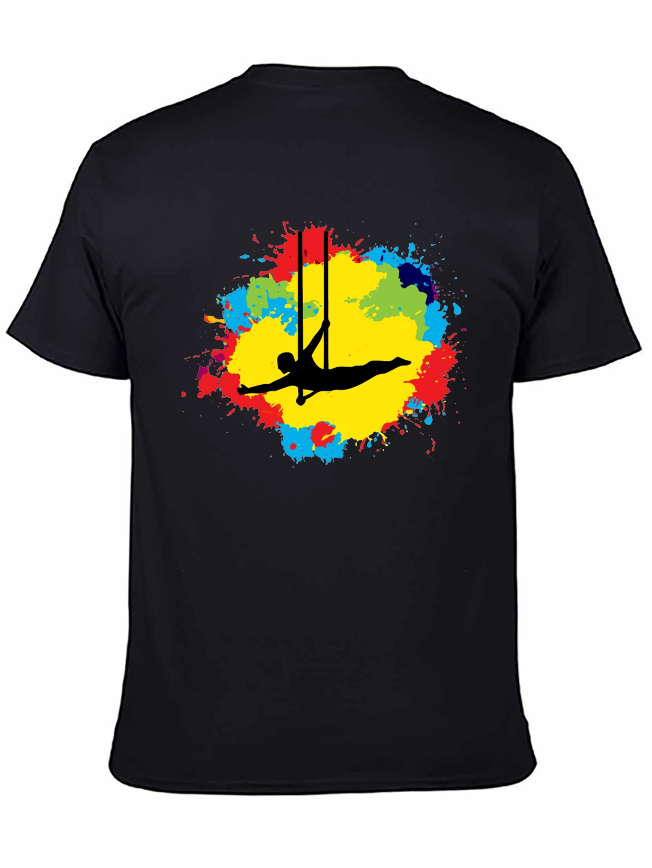 Black Aerialist Colorful Splash Black T-Shirt view 4