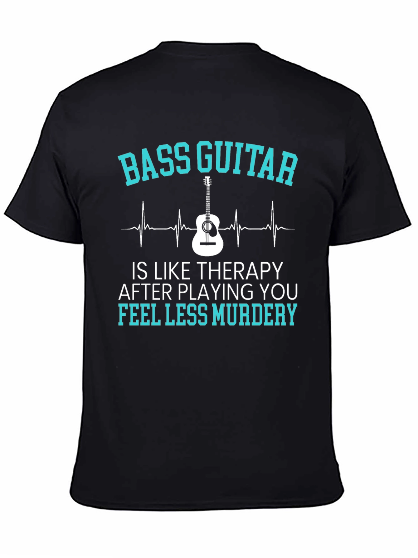 Black Bass Guitar Therapy Tee - Music Lover Gift view 4