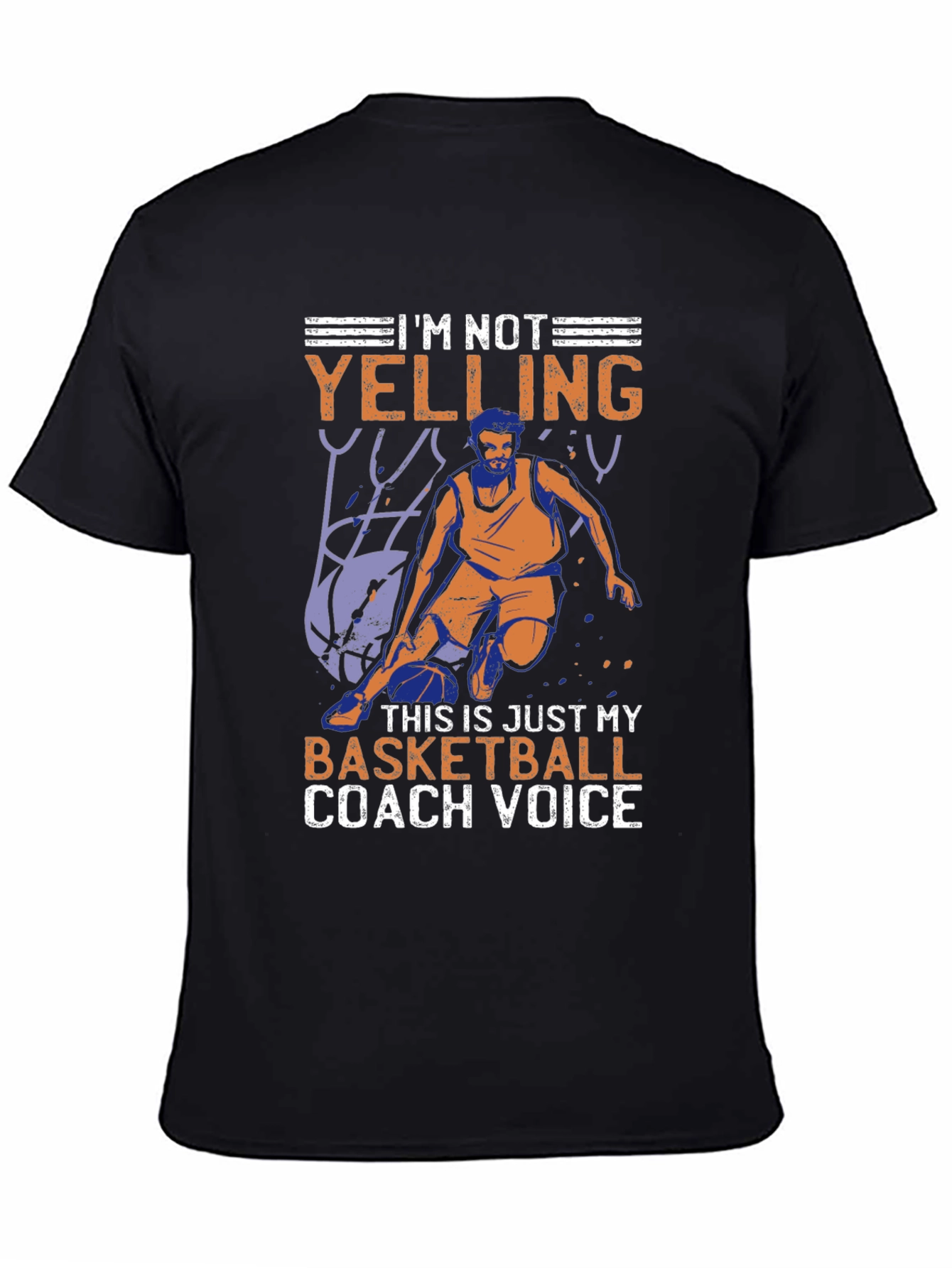 Black Basketball Coach Voice Graphic T-Shirt view 4