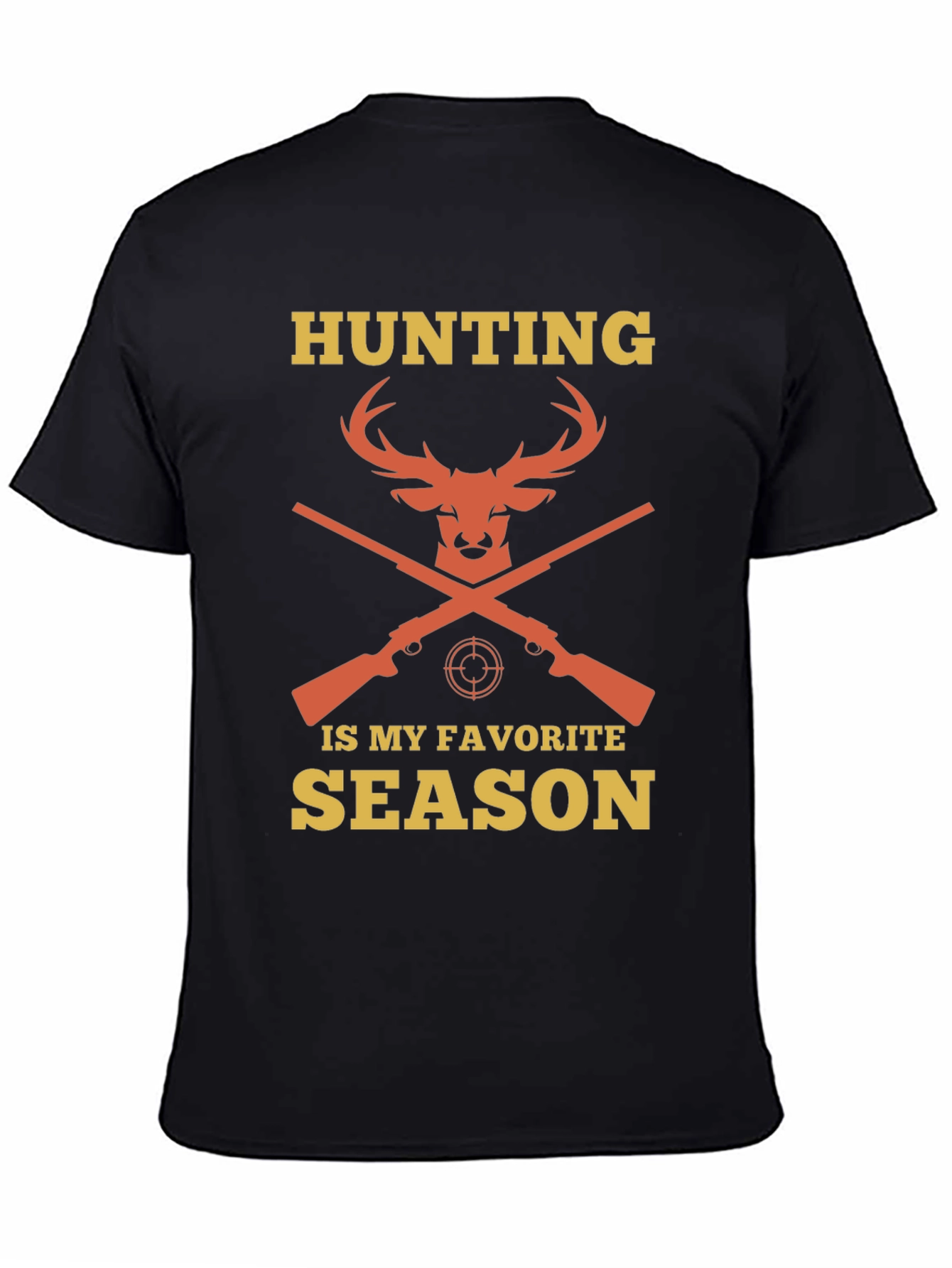 Black Hunting Season Tee - Deer & Rifle Design view 4
