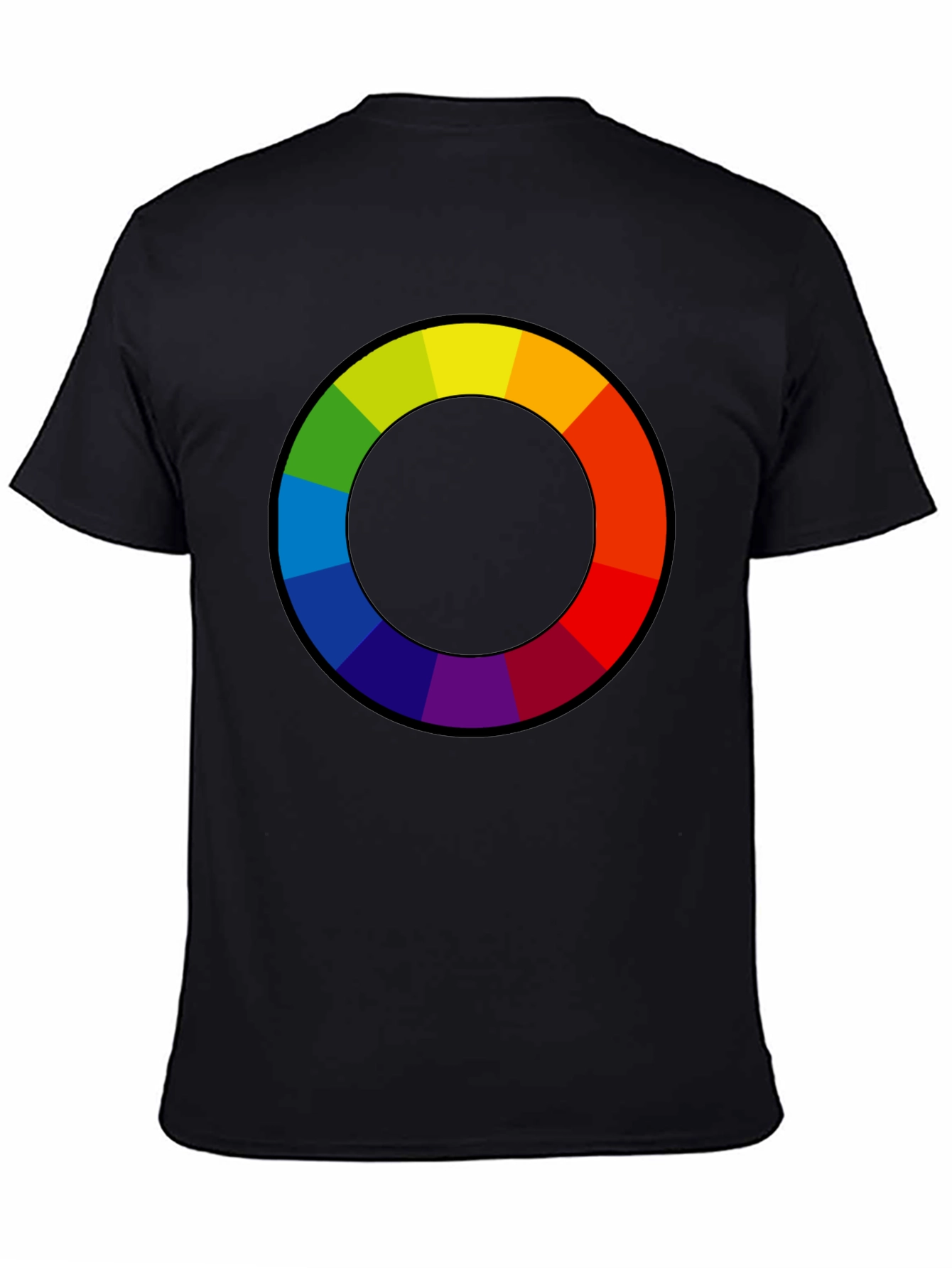 Black Vibrant Color Wheel Graphic T-Shirt view 4