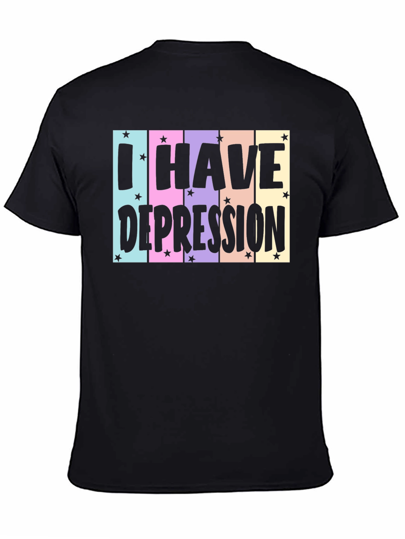 Black I Have Depression T-Shirt, Black Cotton Tee, Graphic Print view 4