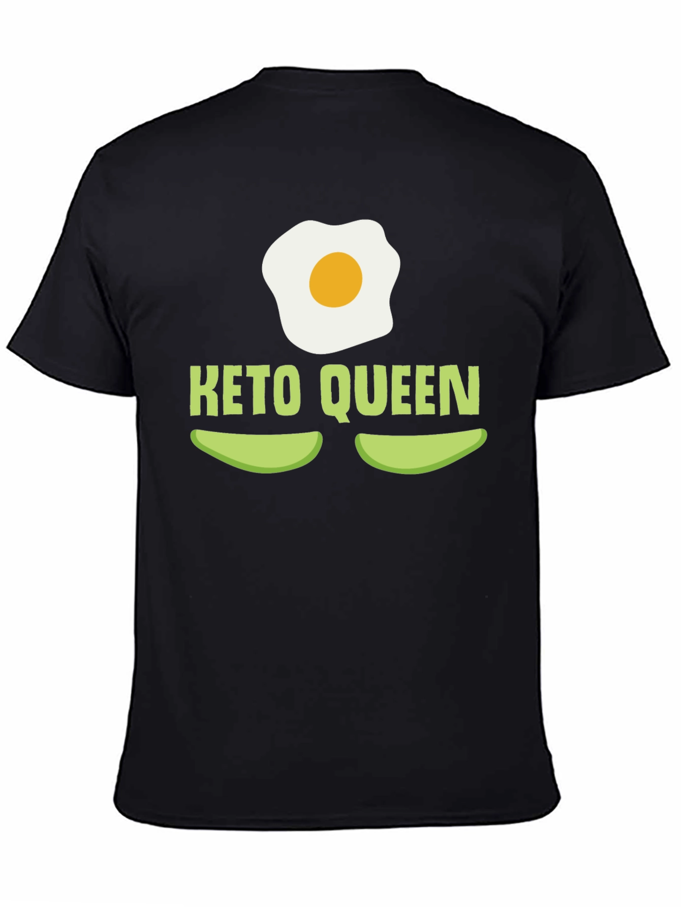 Black Keto Queen T-Shirt - Egg & Avocado Graphic Tee view 4