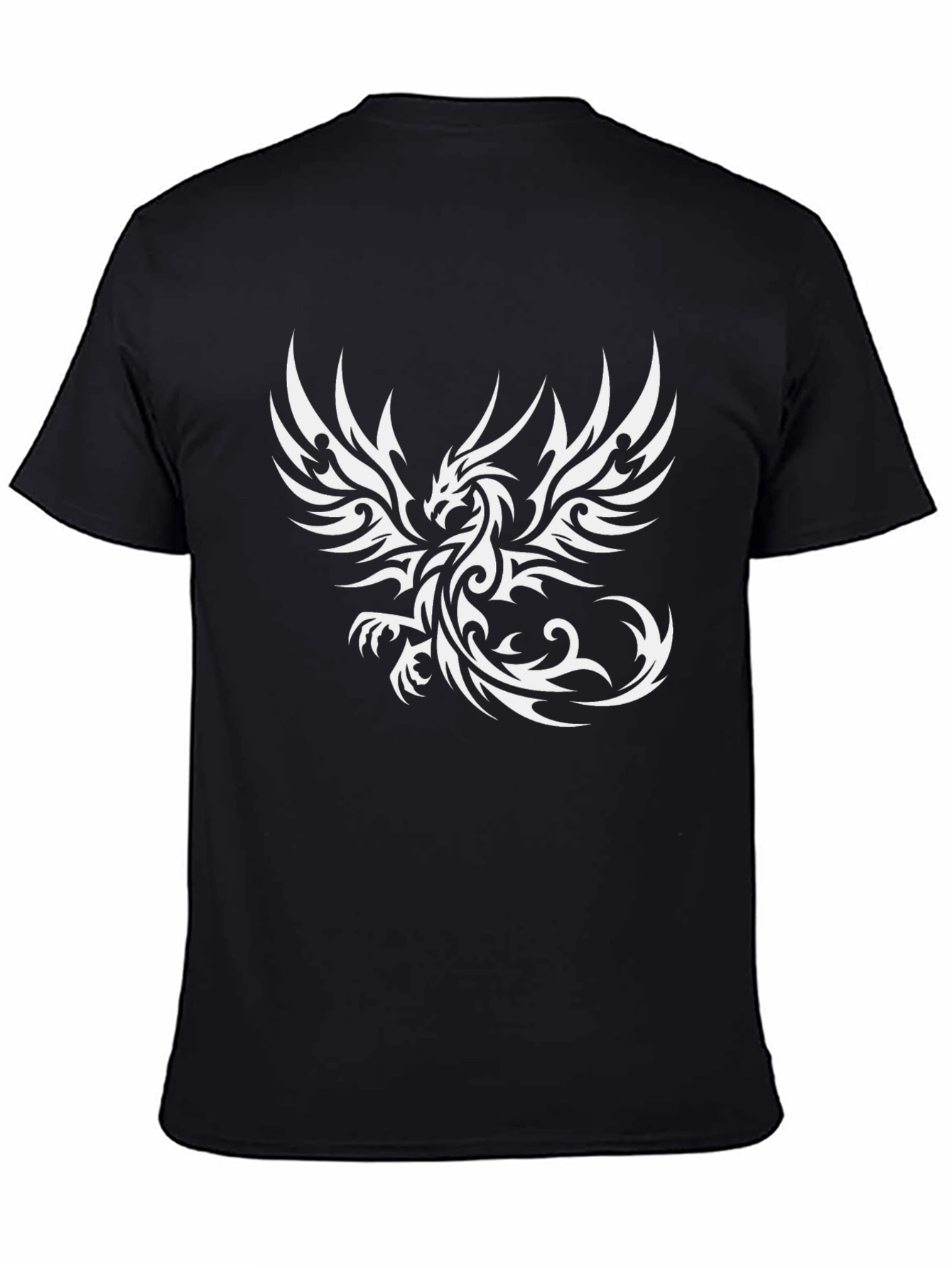 Black Phoenix Graphic Black T-Shirt - Bold Tribal Design view 4