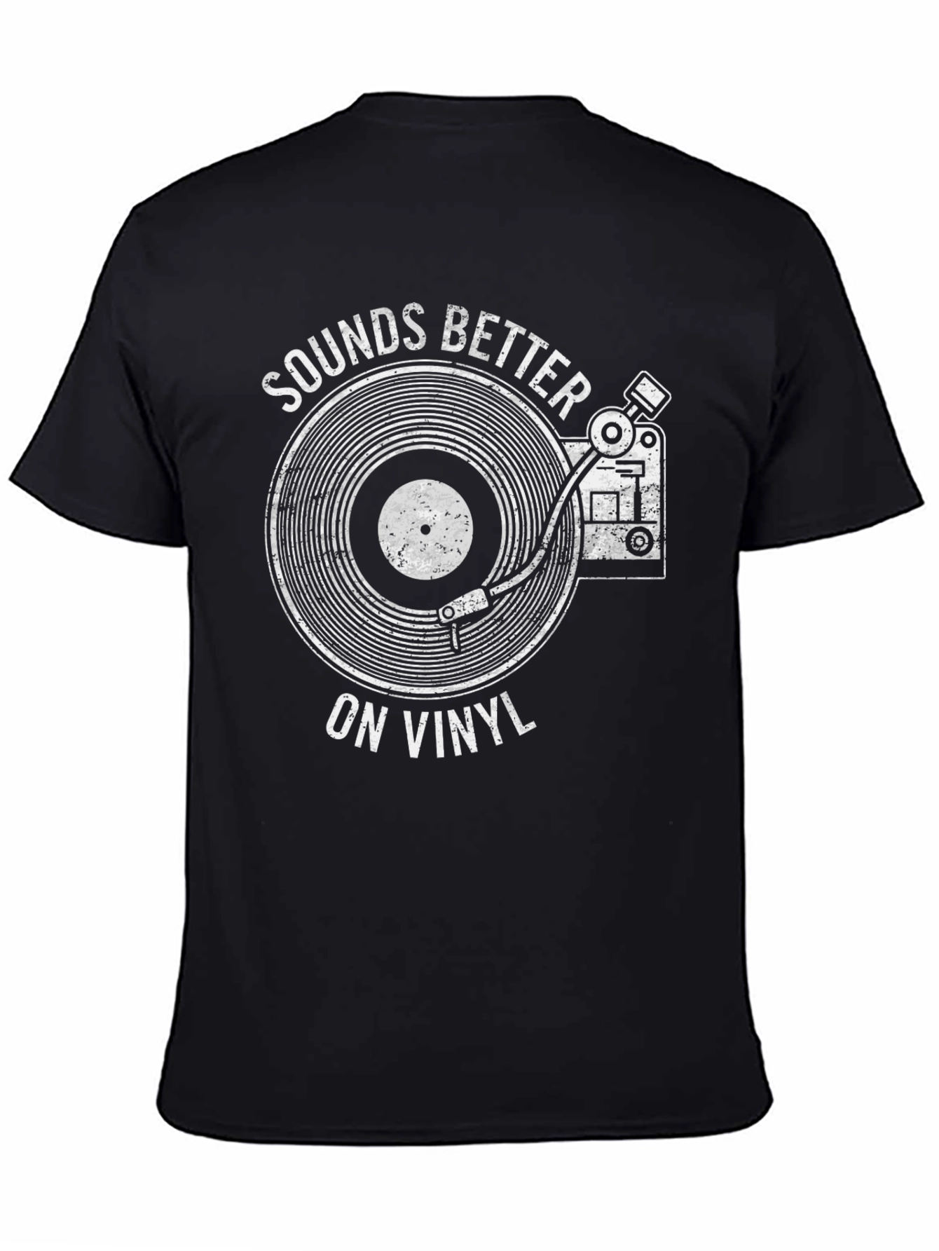 Black Sounds Better on Vinyl T-Shirt - Retro Record Player Tee view 4