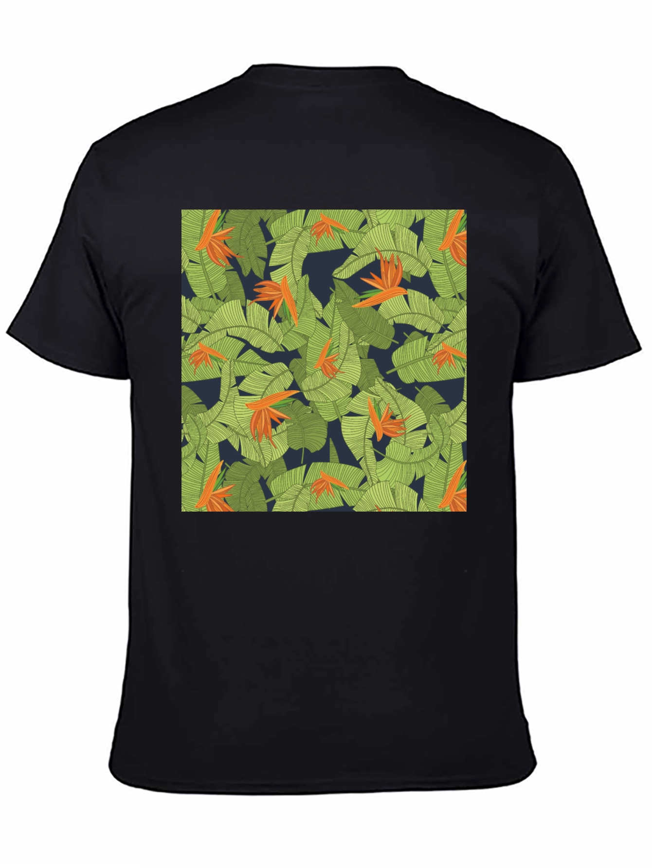 Black Tropical Floral Print T-Shirt view 4