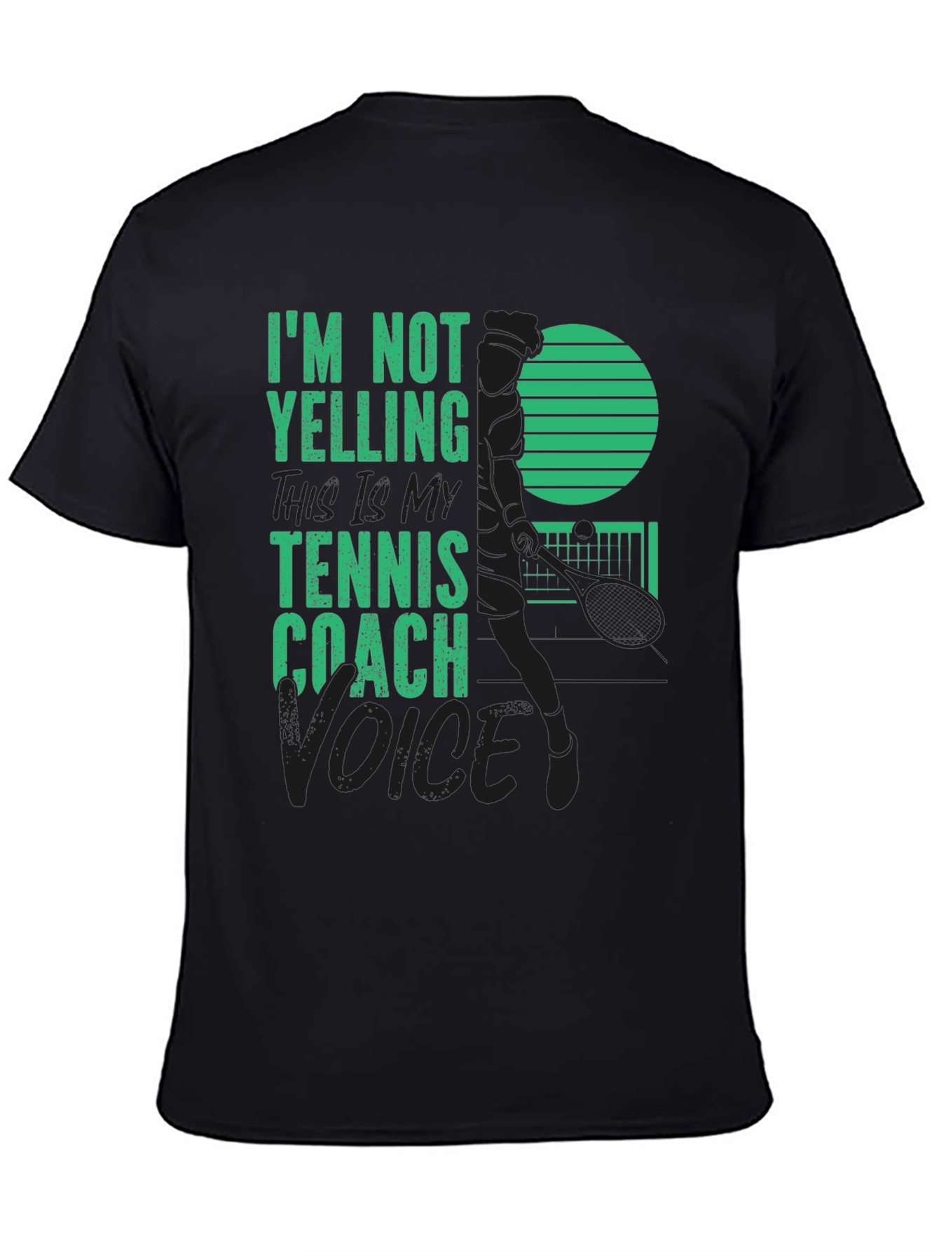 Black Tennis Coach T-Shirt - I'm Not Yelling view 4