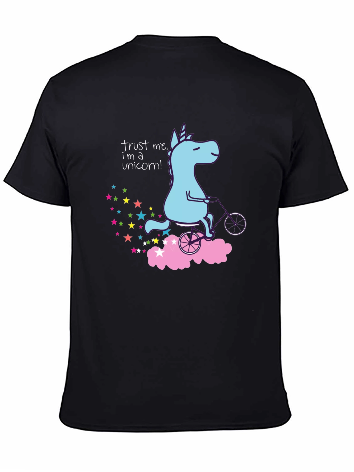 Black Unicorn on Bike Graphic Tee - Trust Me I'm a Unicorn! view 4