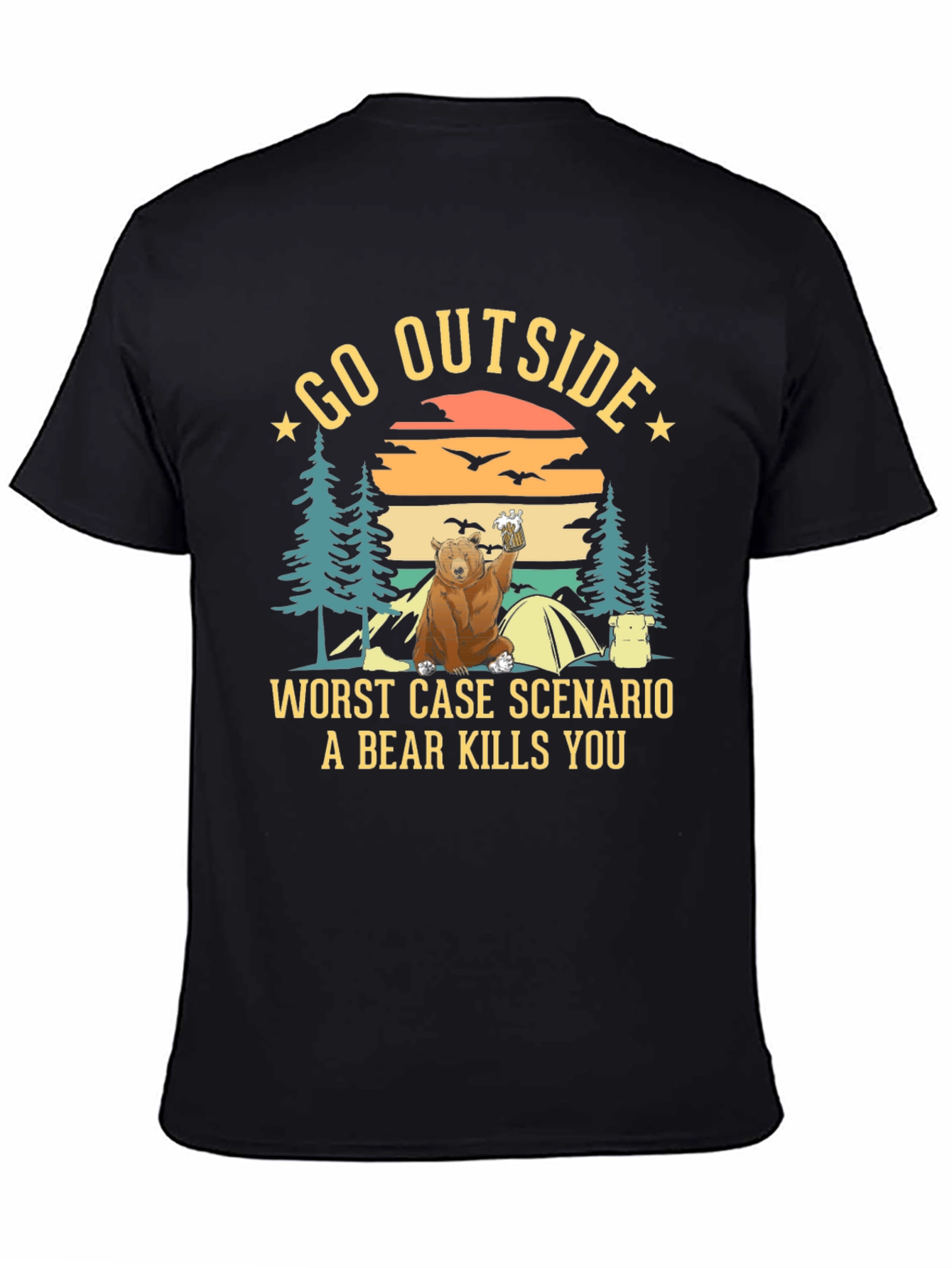 Black Go Outside Bear T-Shirt view 4