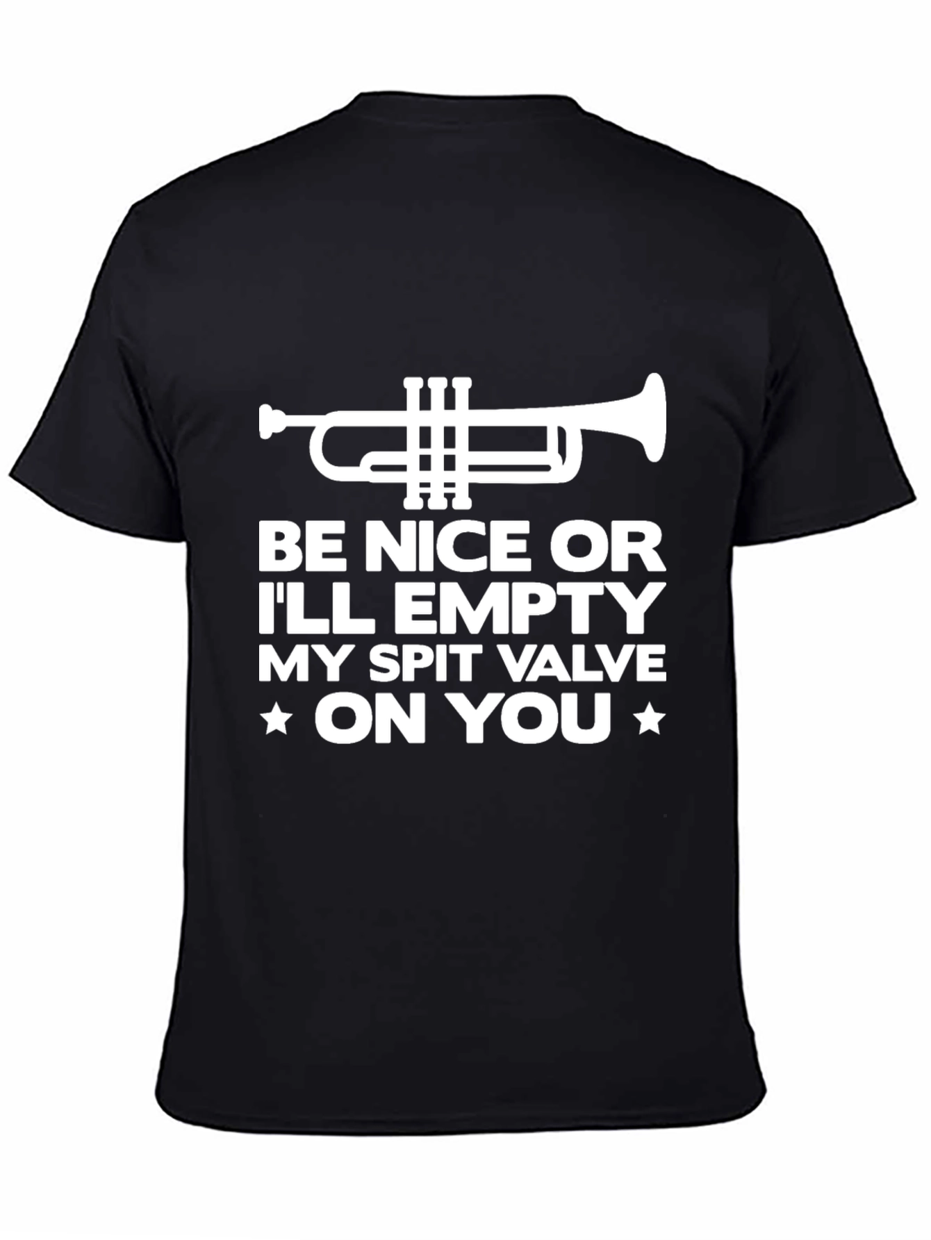 Black Funny Trumpet T-Shirt - Spit Valve Warning view 4