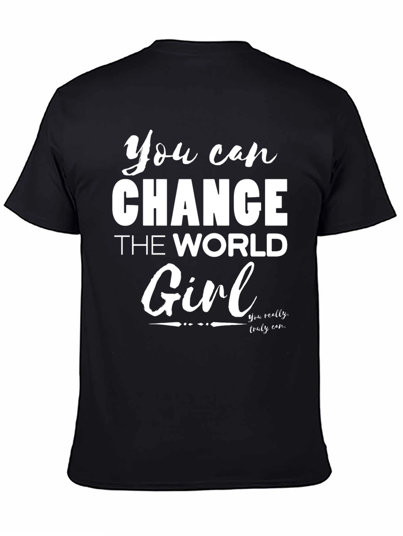 Black You Can Change the World Girl Black Tee view 4
