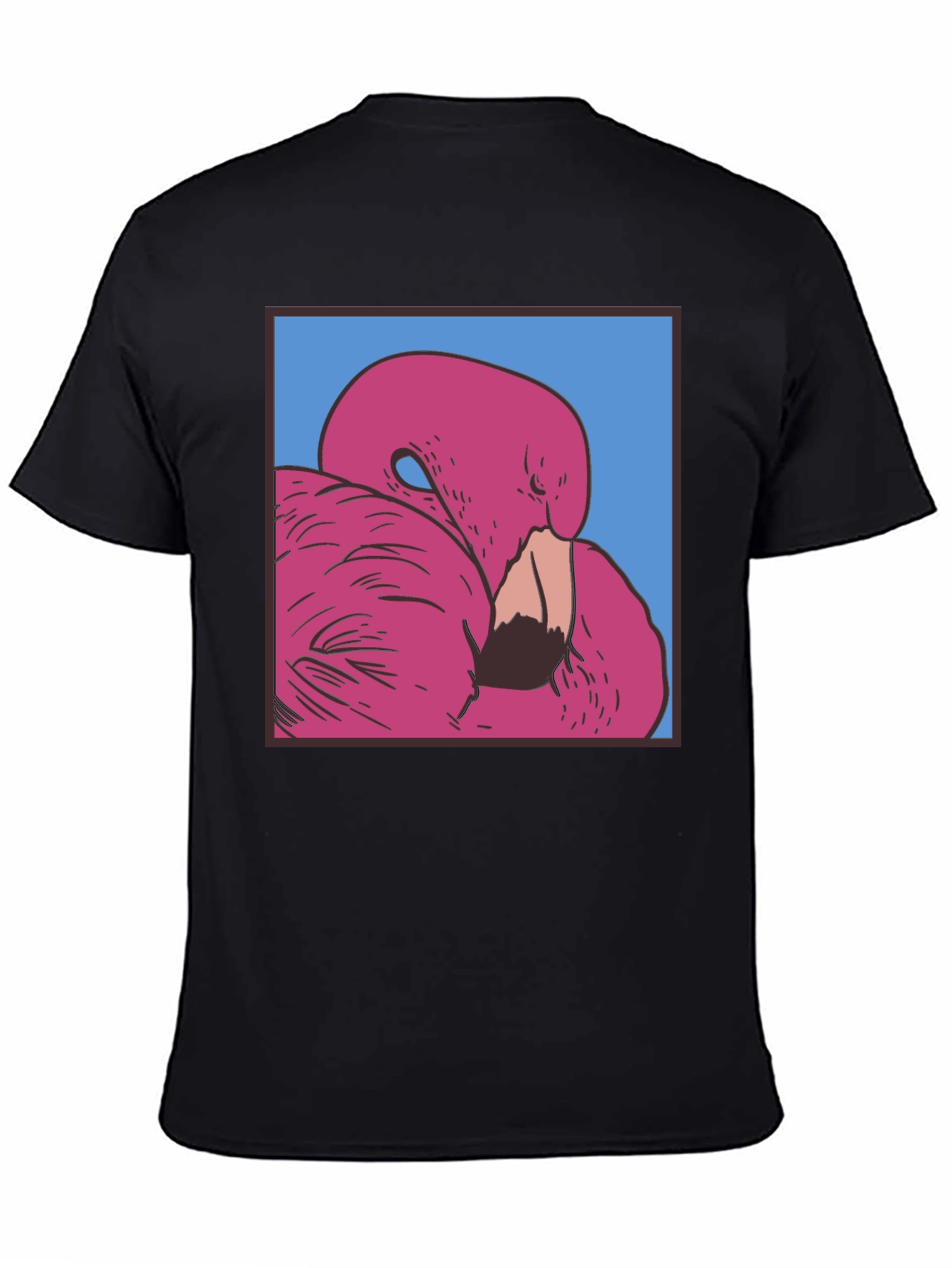 Black Pink Flamingo Graphic Black T-Shirt view 4