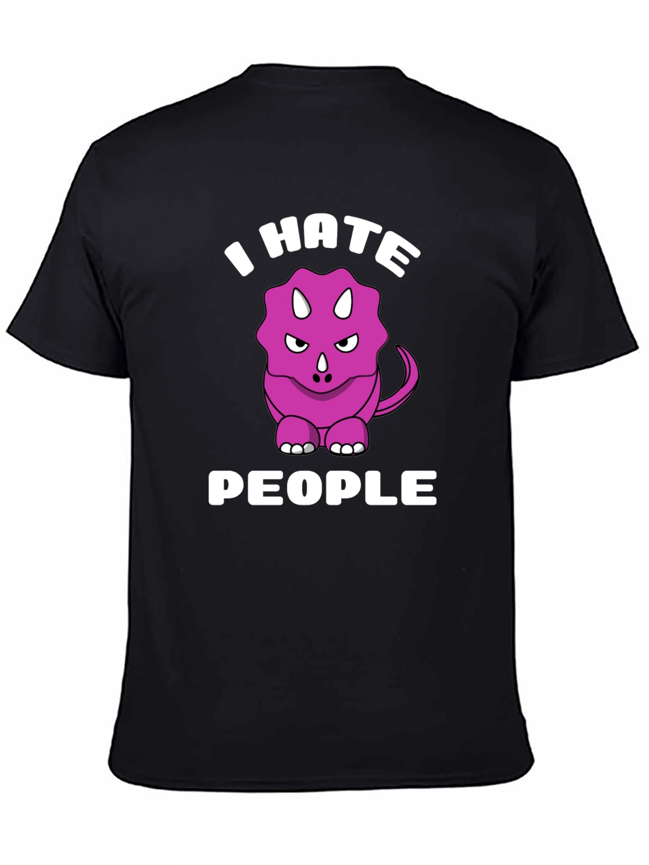 Black I Hate People Triceratops Graphic Tee view 4