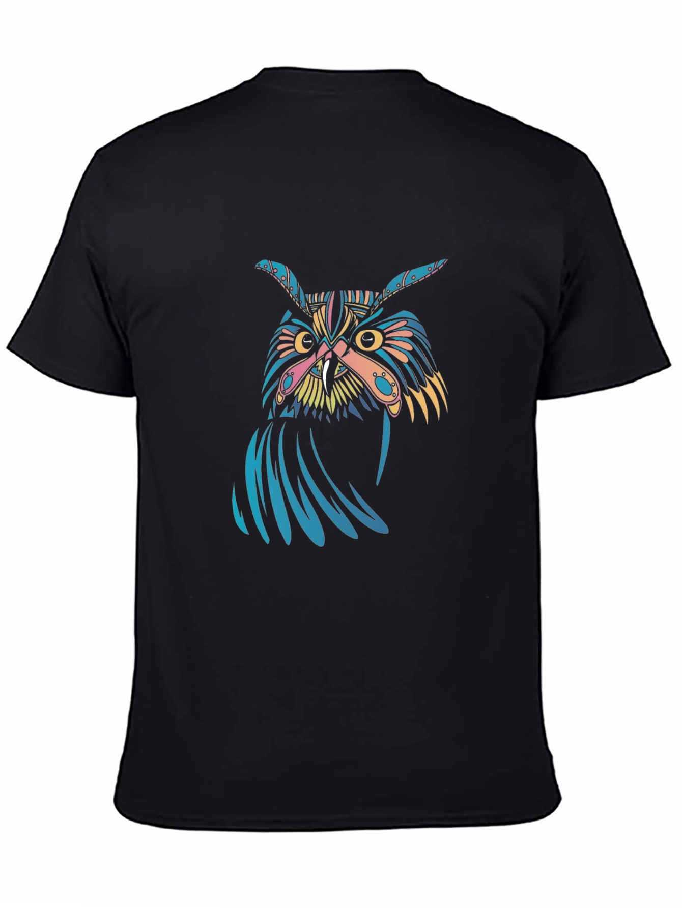 Black Men's Black Owl Graphic Tee view 4