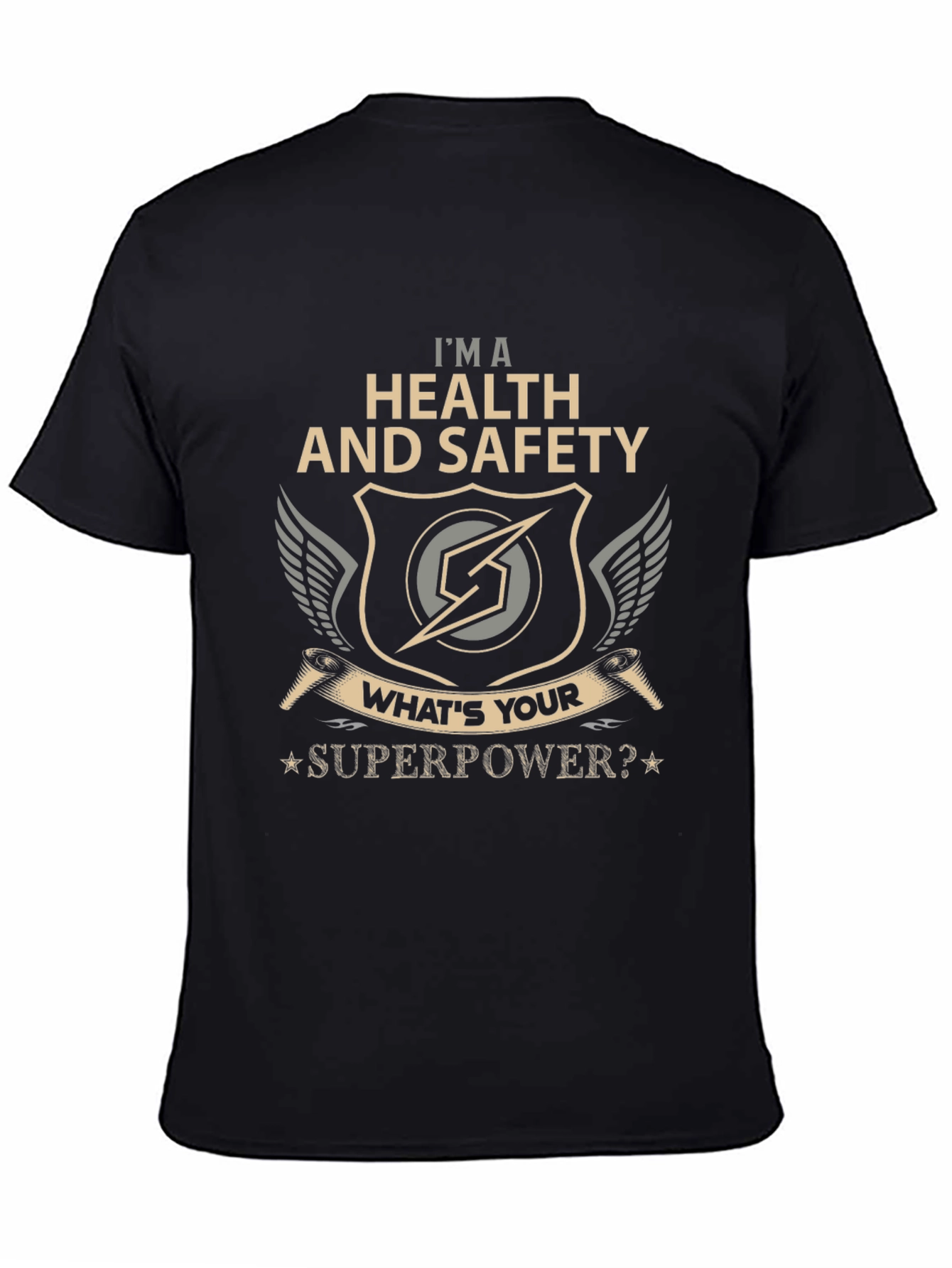 Black Health and Safety Superpower T-Shirt - Black view 4