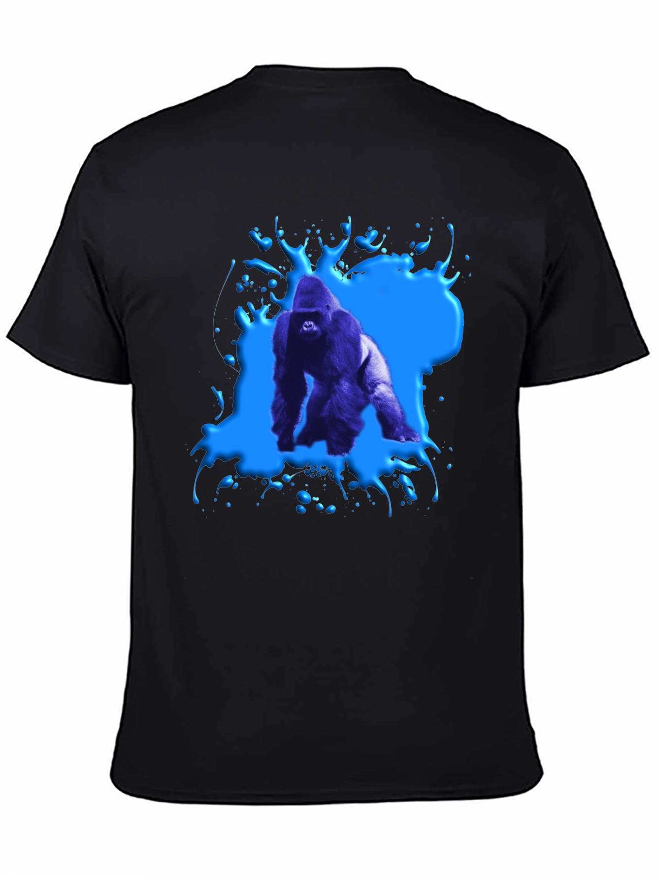 Black Gorilla Splash Graphic Tee - Bold Black T-Shirt view 4