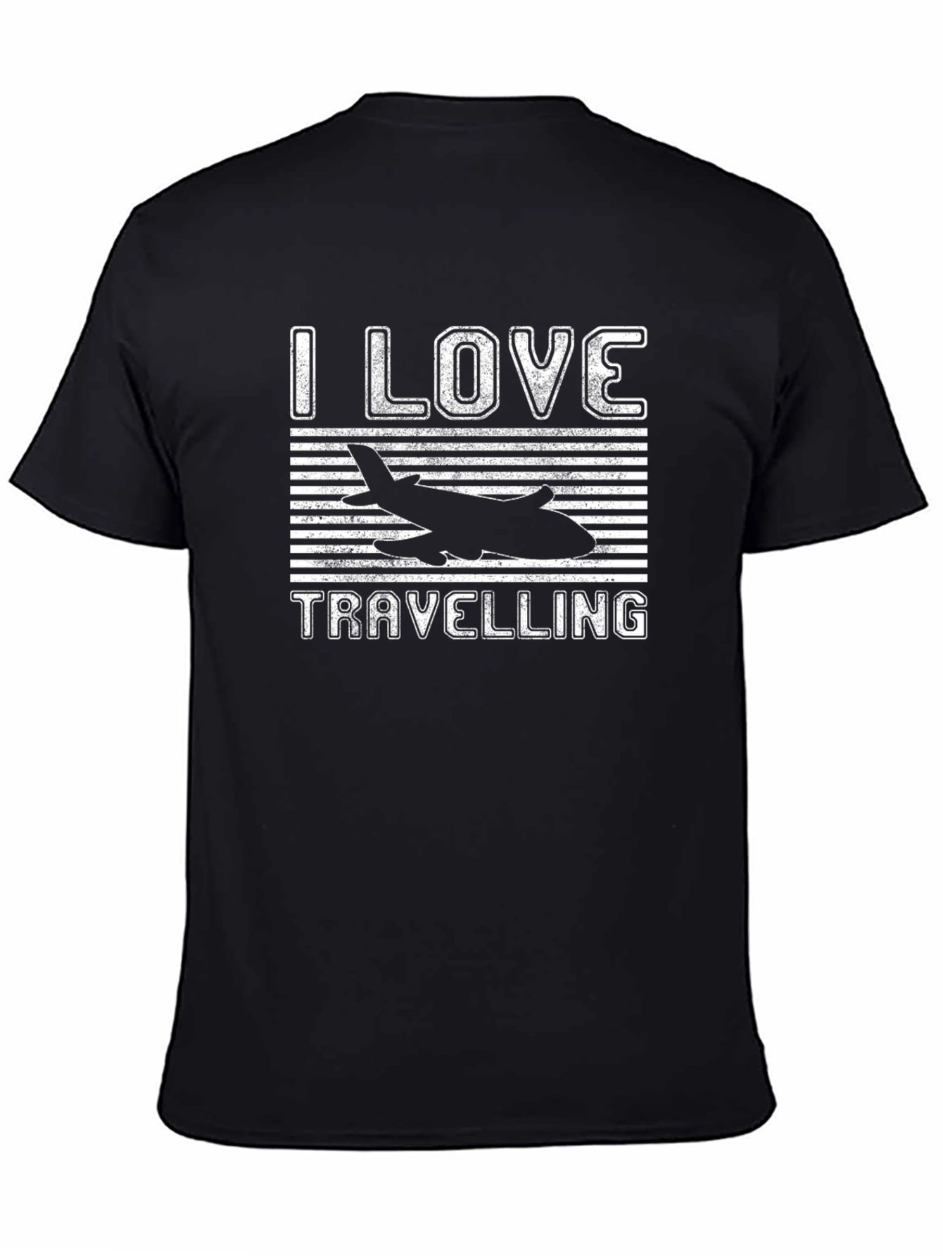 Black I Love Traveling Airplane T-Shirt view 4