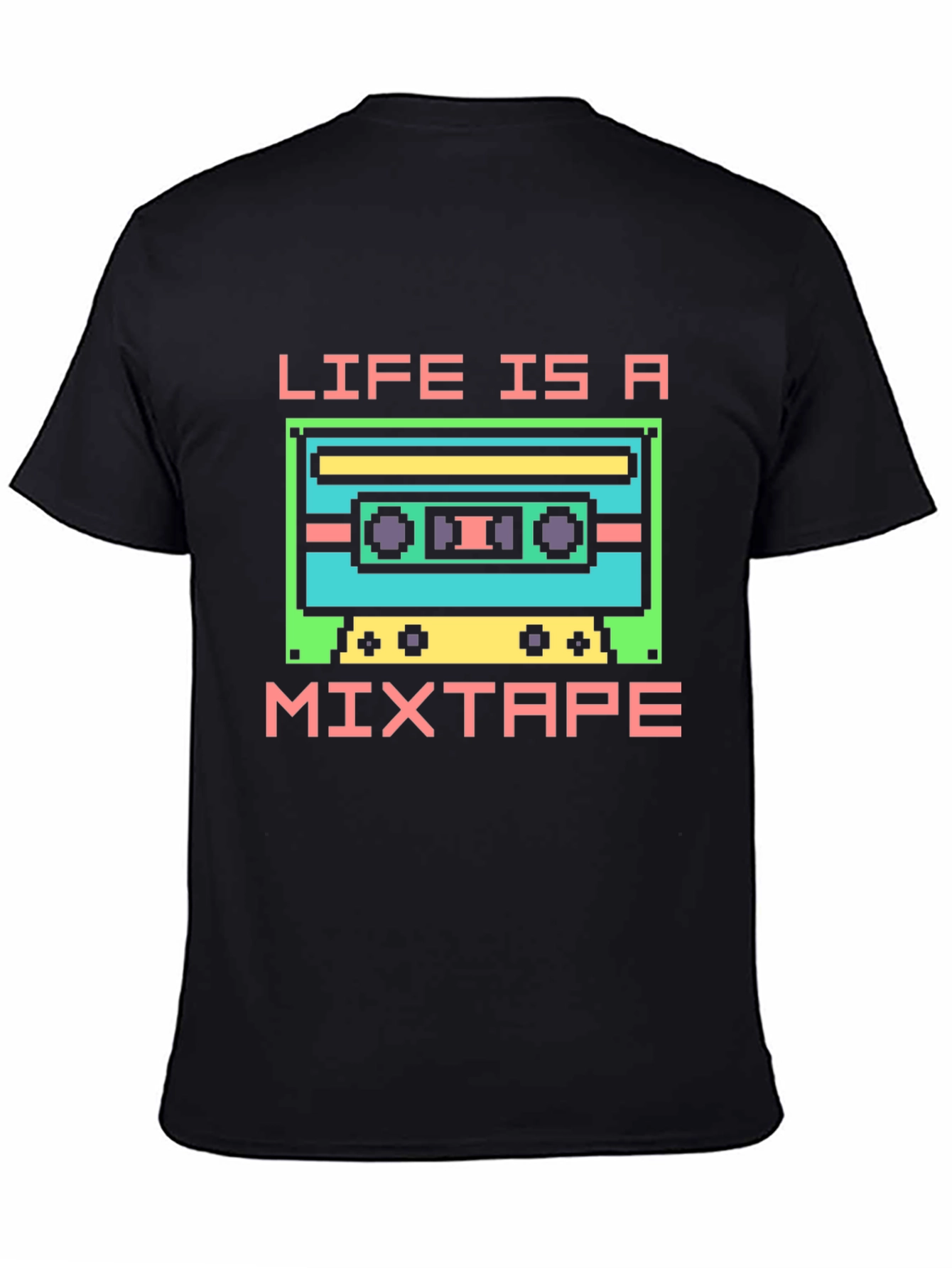 Black Life is a Mixtape Retro Pixel T-Shirt view 4