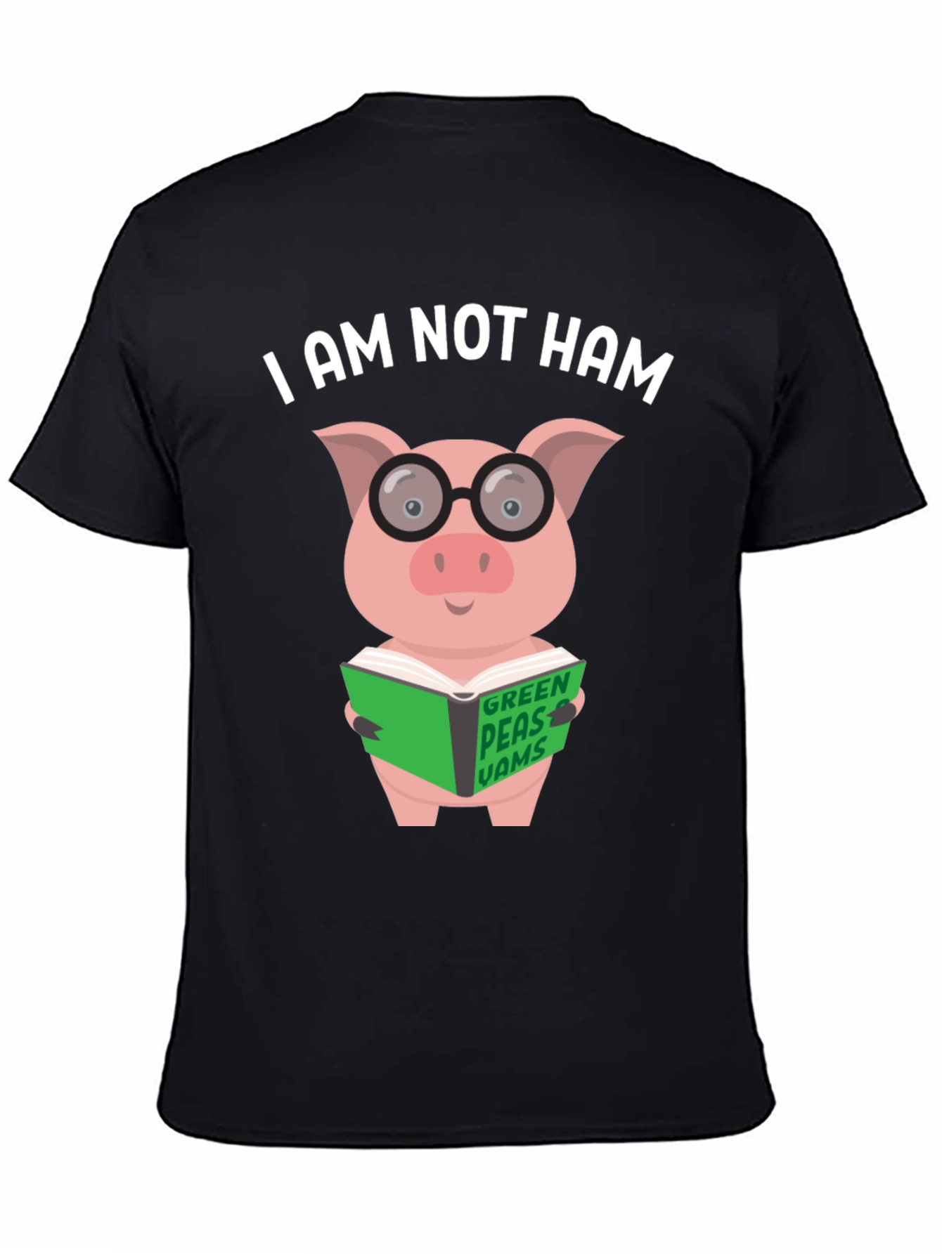 Black I Am Not Ham - Pig Reading Book T-Shirt view 4