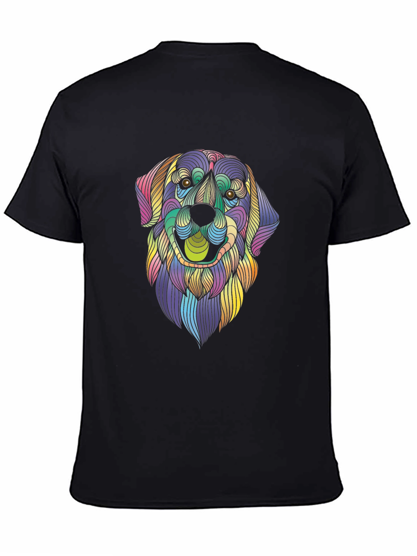 Black Colorful Dog Graphic T-Shirt view 4
