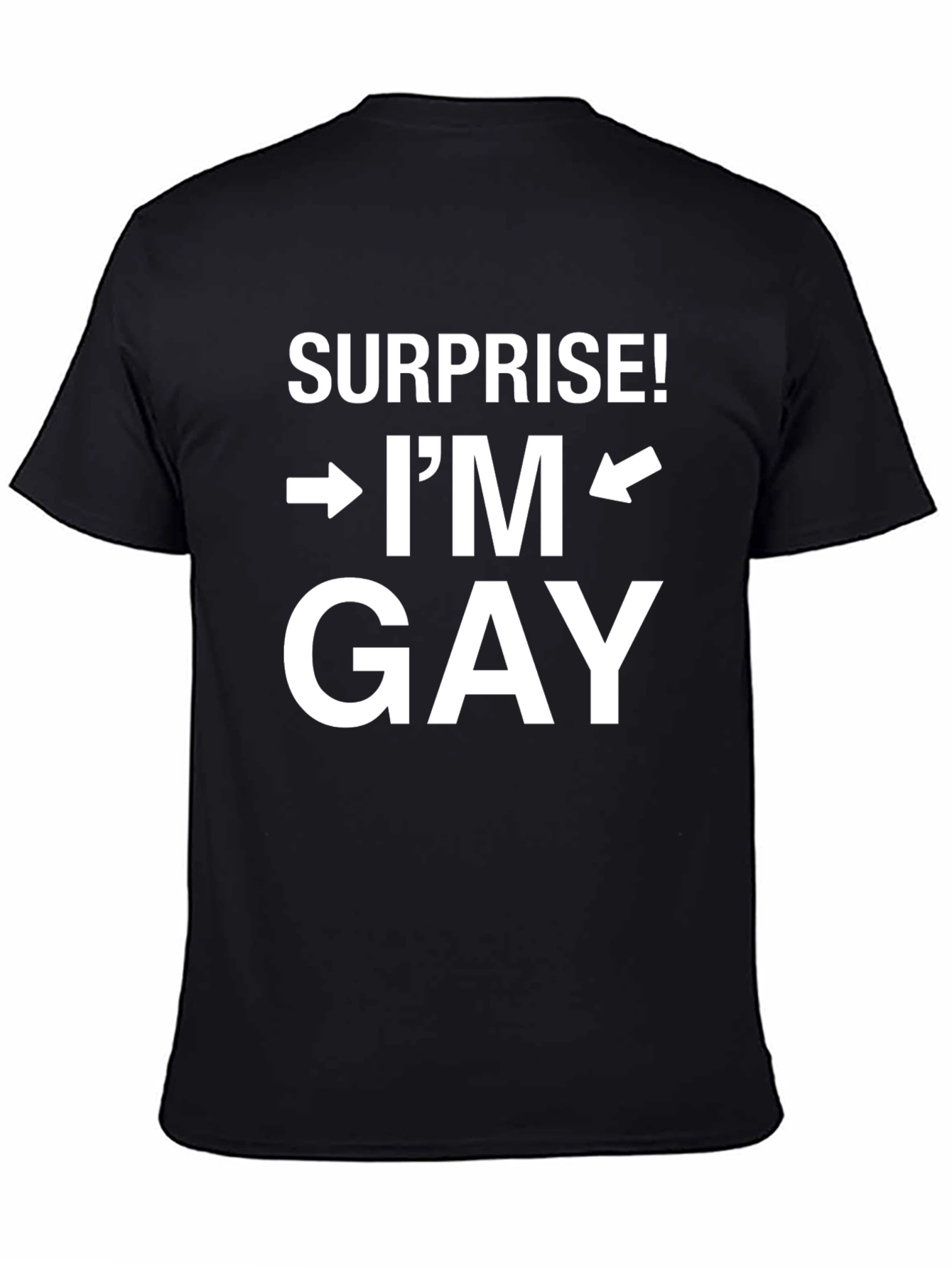 Black Surprise! I'm Gay T-Shirt - Black Crew Neck Tee view 4