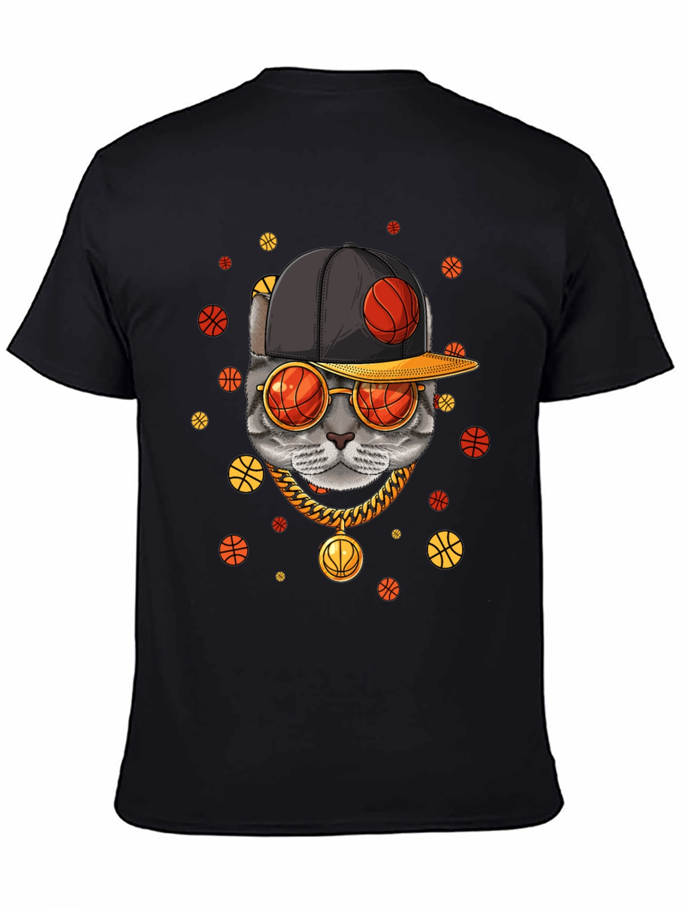 Black Cool Cat Basketball Graphic Tee view 4