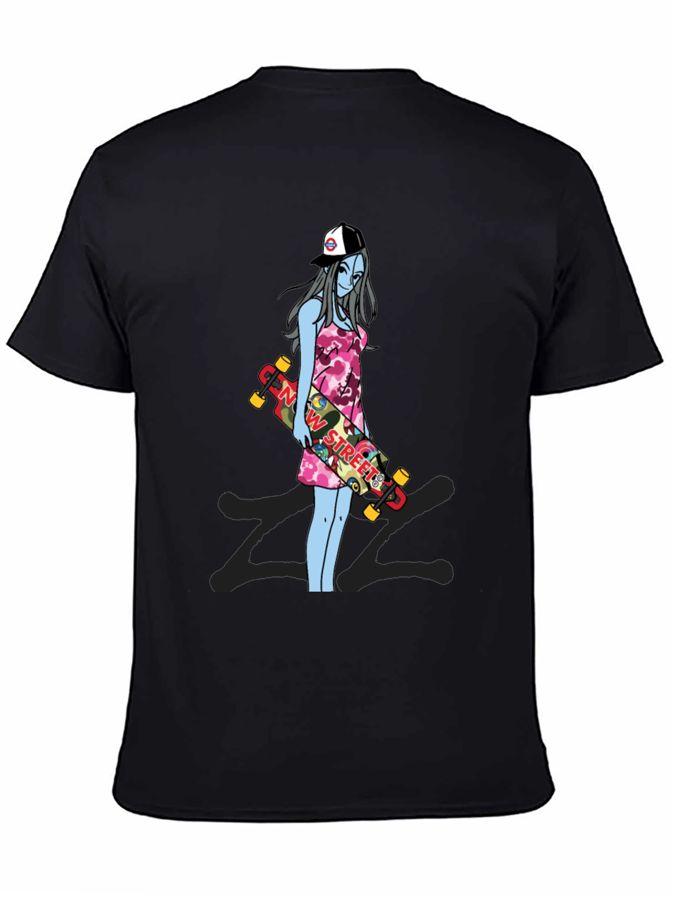 Black Skater Girl Graphic T-Shirt - Street Style Tee view 4