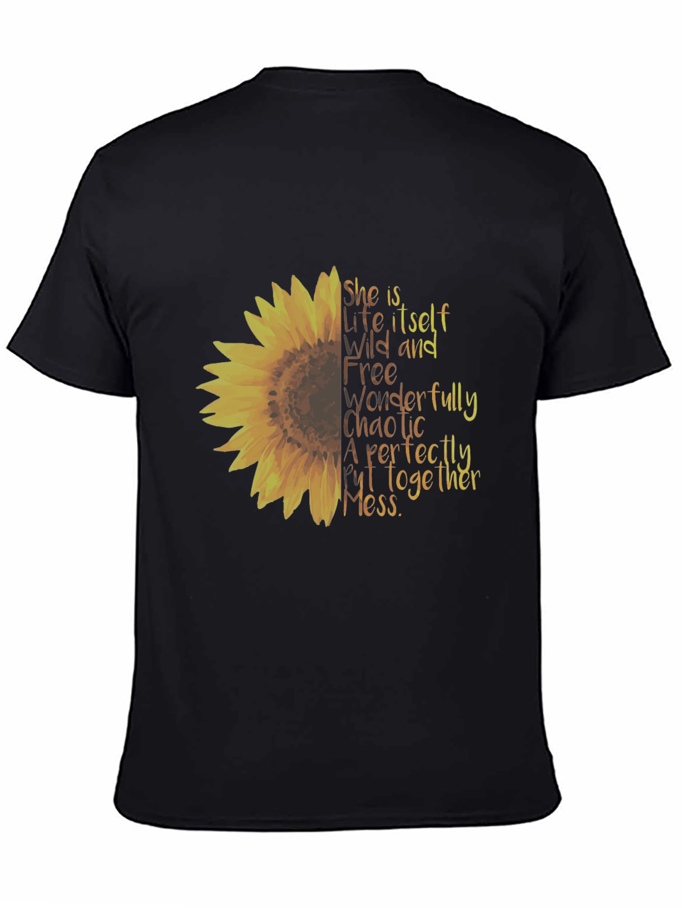 Black Sunflower Graphic Tee - Perfectly Chaotic Mess Shirt view 4