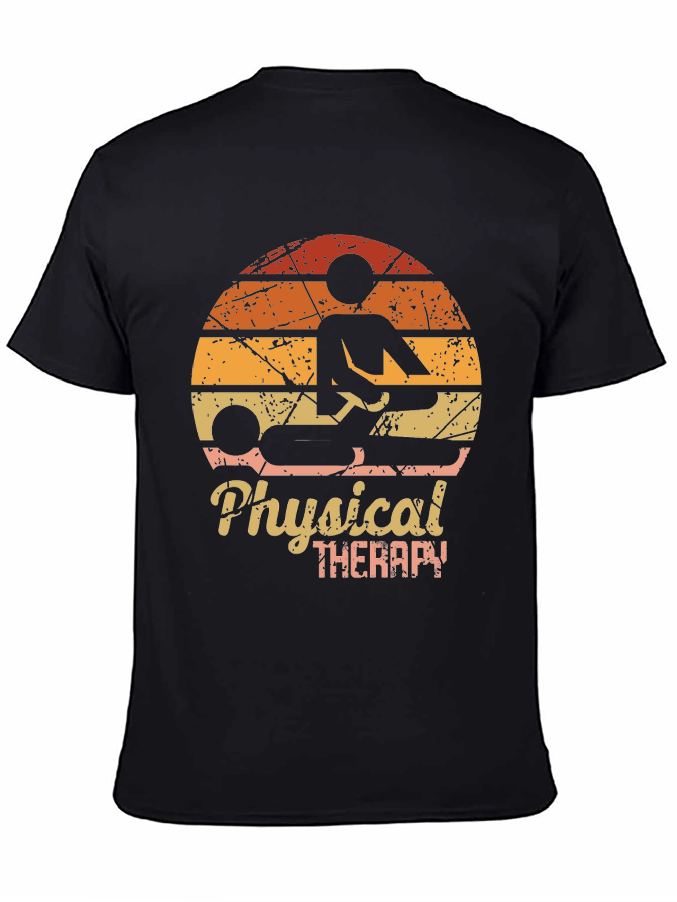 Black Physical Therapy Graphic Tee - Vintage Sunset Design view 4