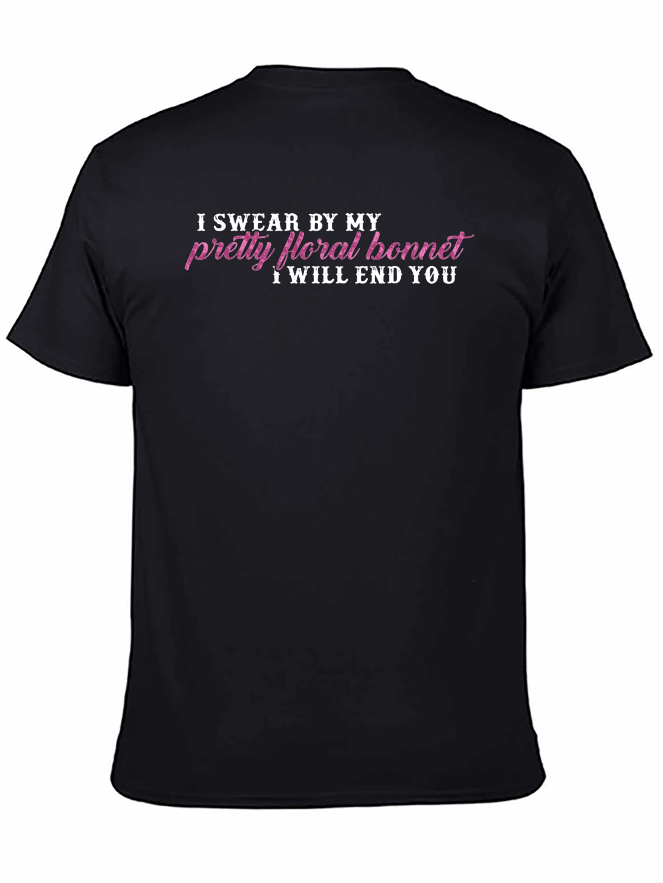 Black I Swear By My Bonnet Funny Graphic Tee view 4