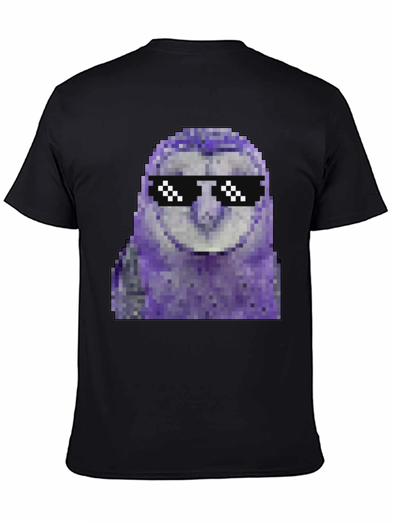 Black Pixel Owl T-Shirt - Cool Deal With It Shades view 4