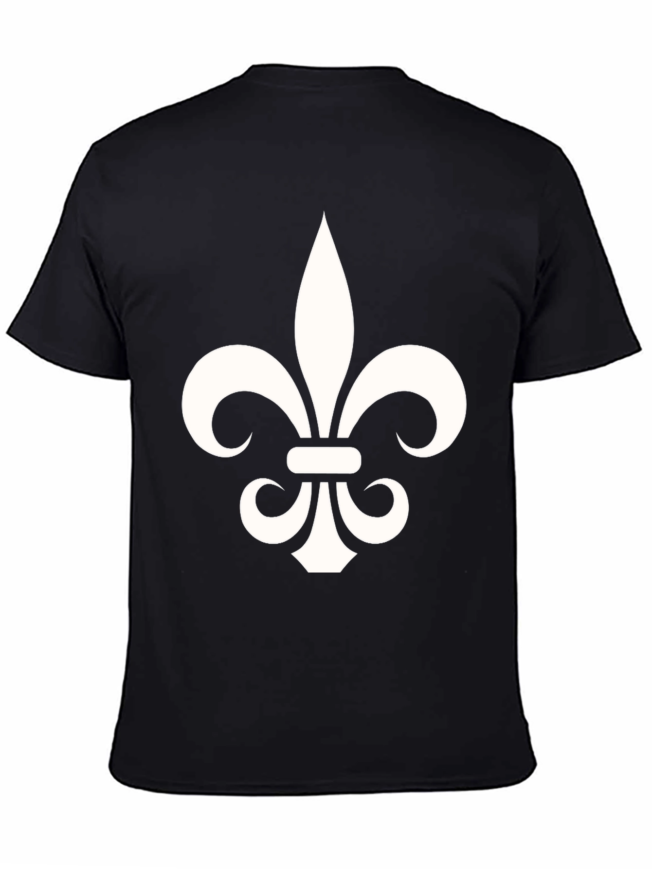 Black Fleur-de-Lis Graphic Tee - Black Cotton Blend T-Shirt view 4