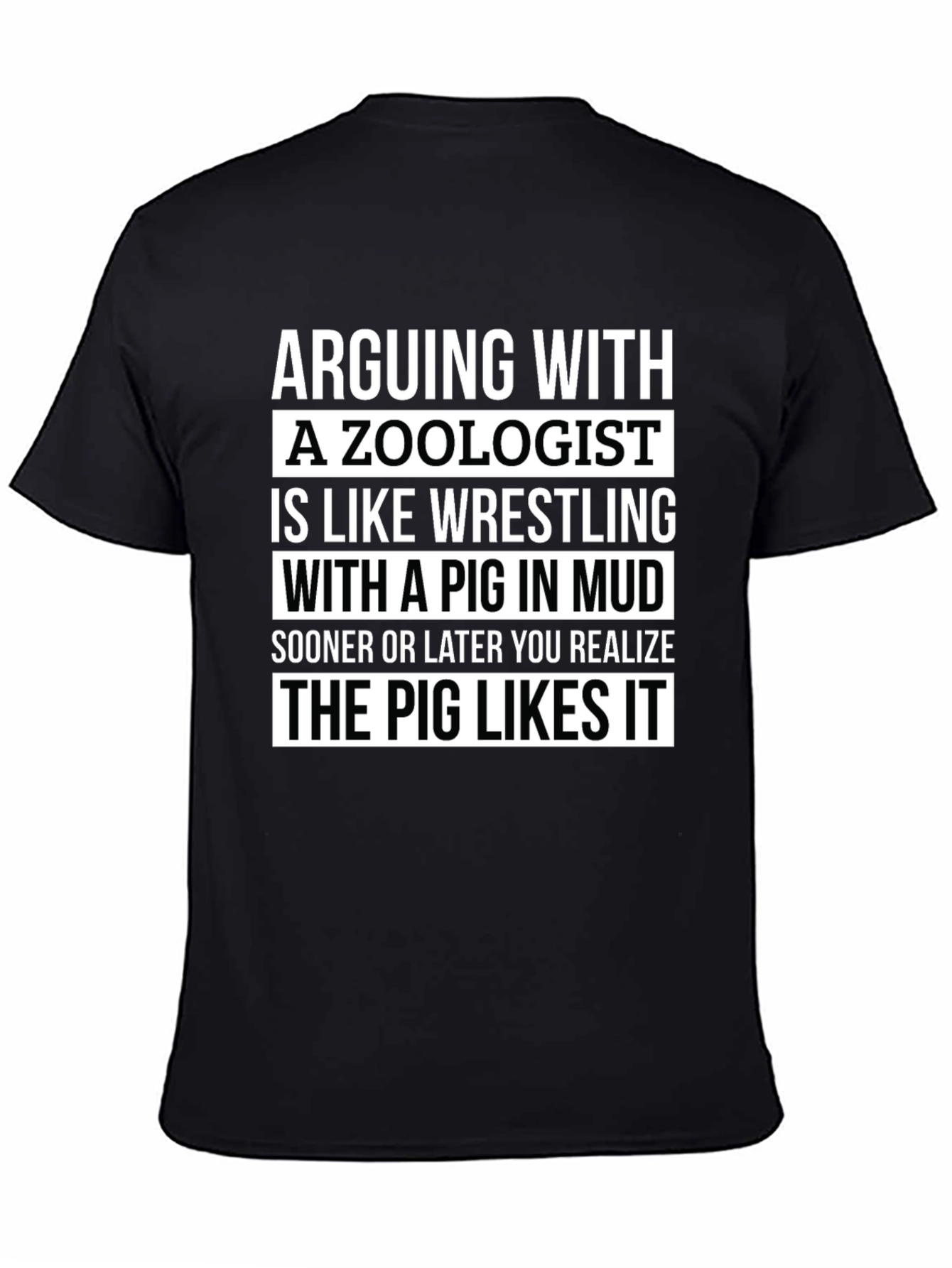 Black Zoologist Pig Mud Wrestling Humor T-Shirt view 4