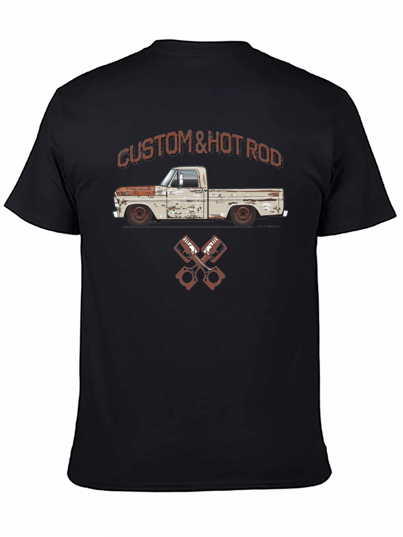 Black Custom & Hot Rod Truck T-Shirt view 4