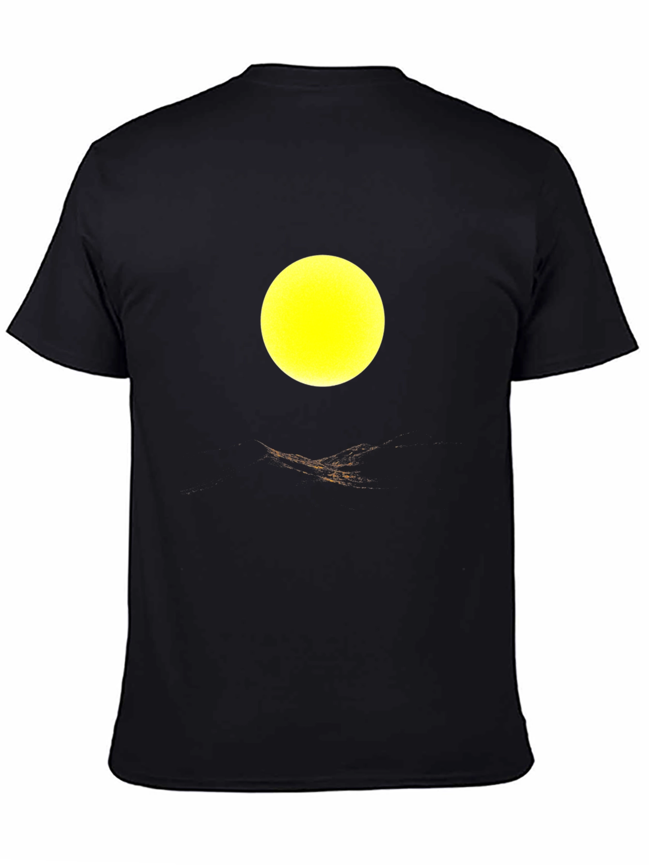 Black Abstract Yellow Circle Design Black T-Shirt view 4