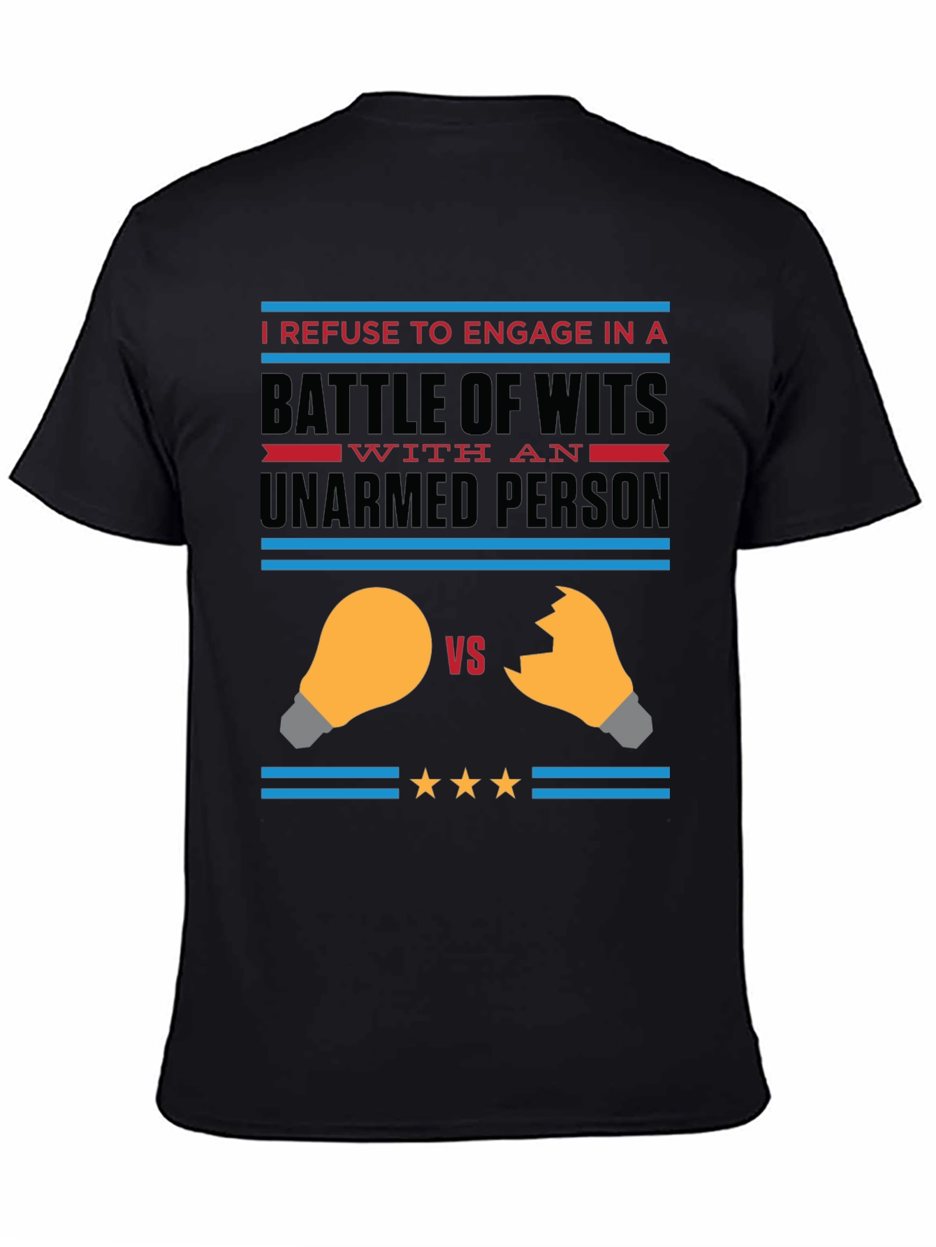 Black Funny "Battle of Wits" Graphic Tee view 4