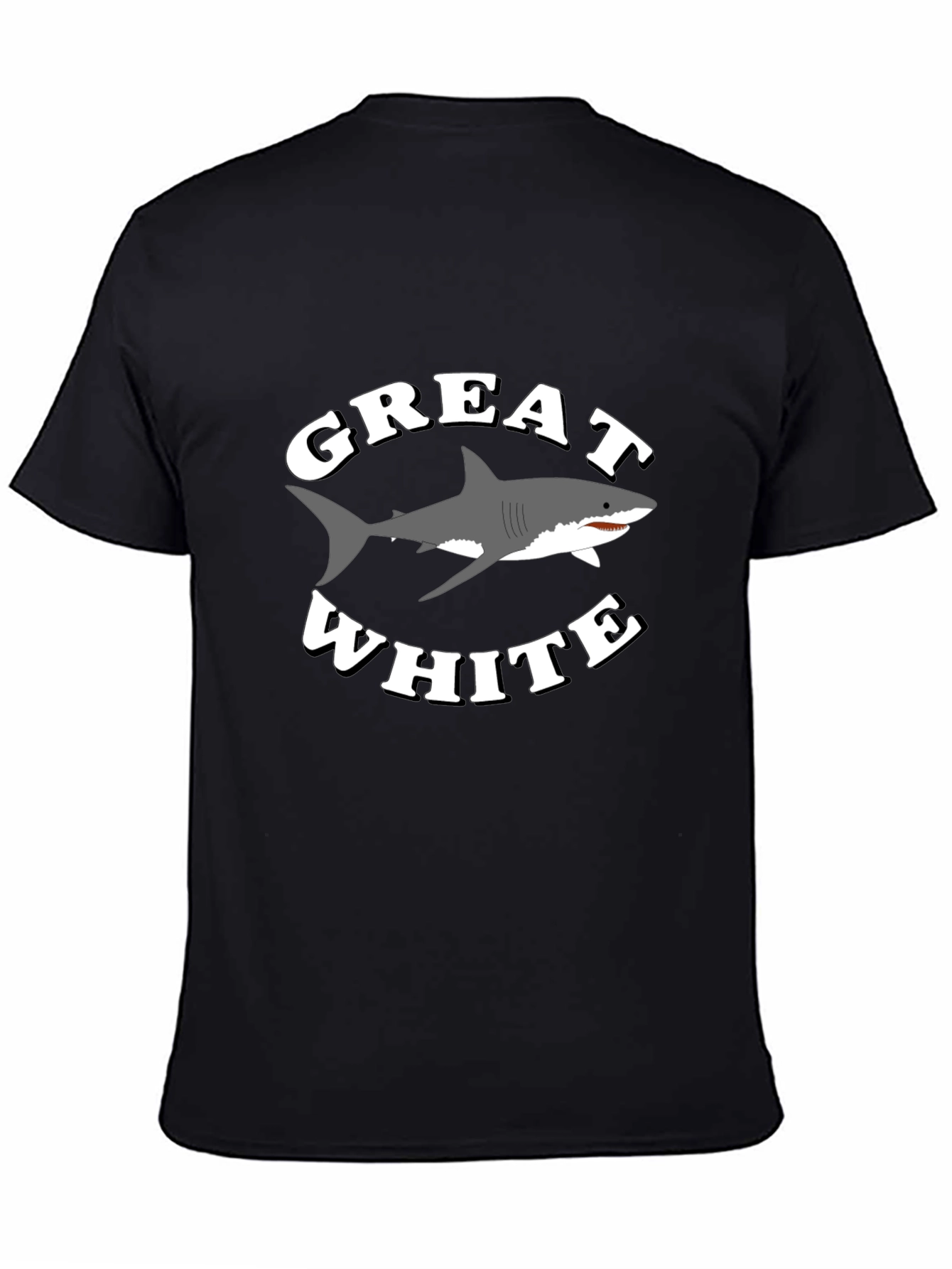 Black Great White Shark Graphic T-Shirt - Black view 4