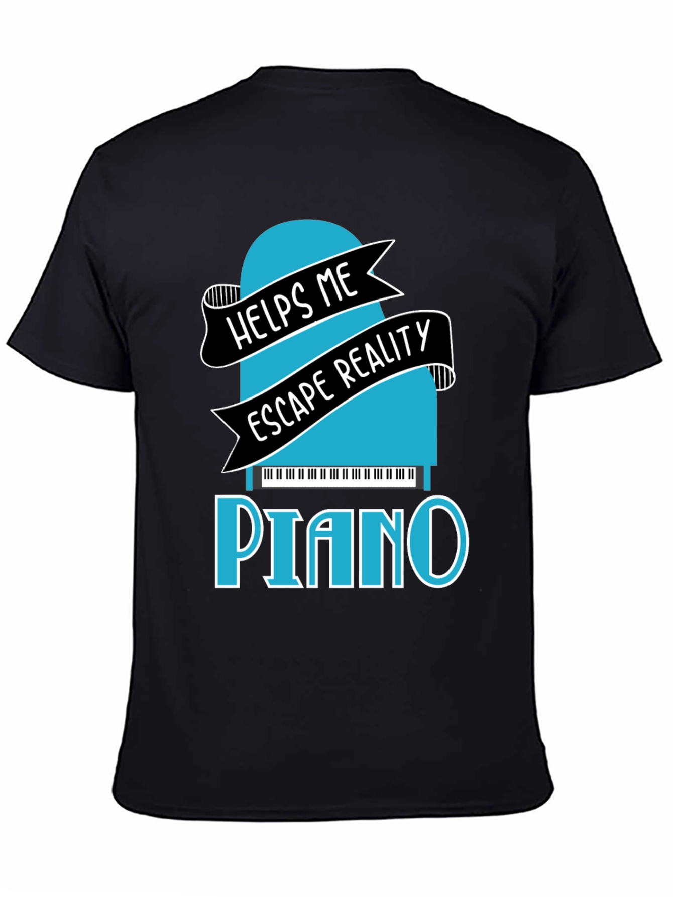 Black Piano Escape Reality Graphic T-Shirt view 4