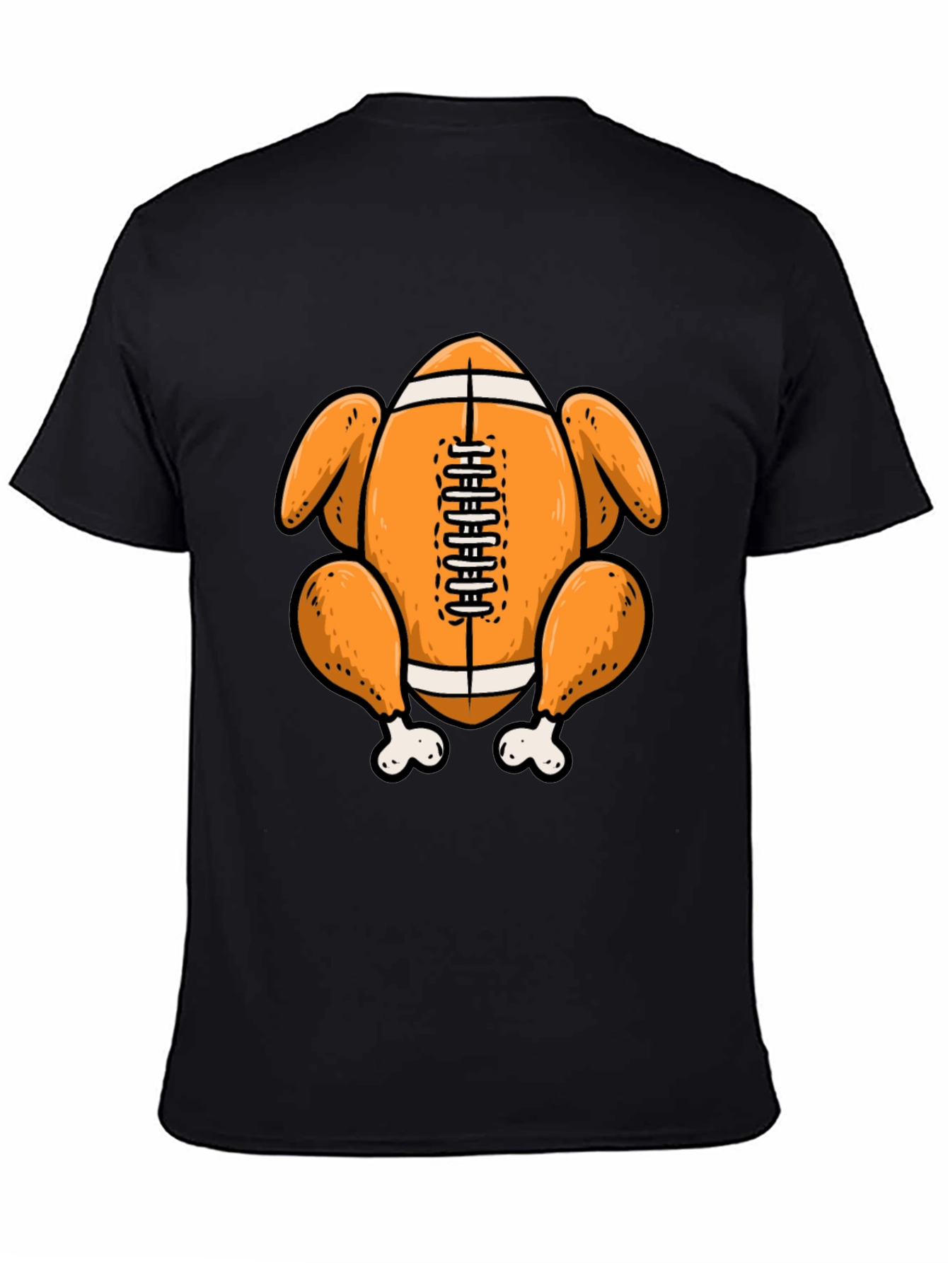 Black Thanksgiving Football Turkey T-Shirt view 4