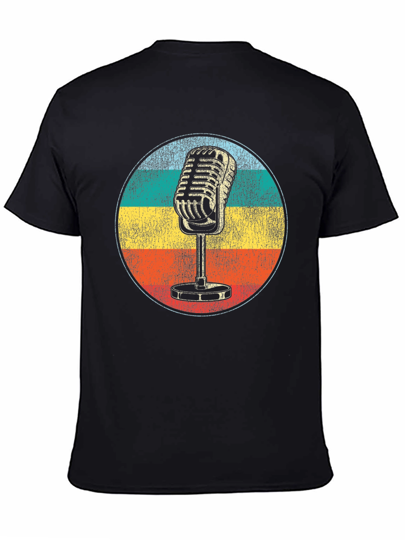Black Vintage Microphone Graphic Tee view 4